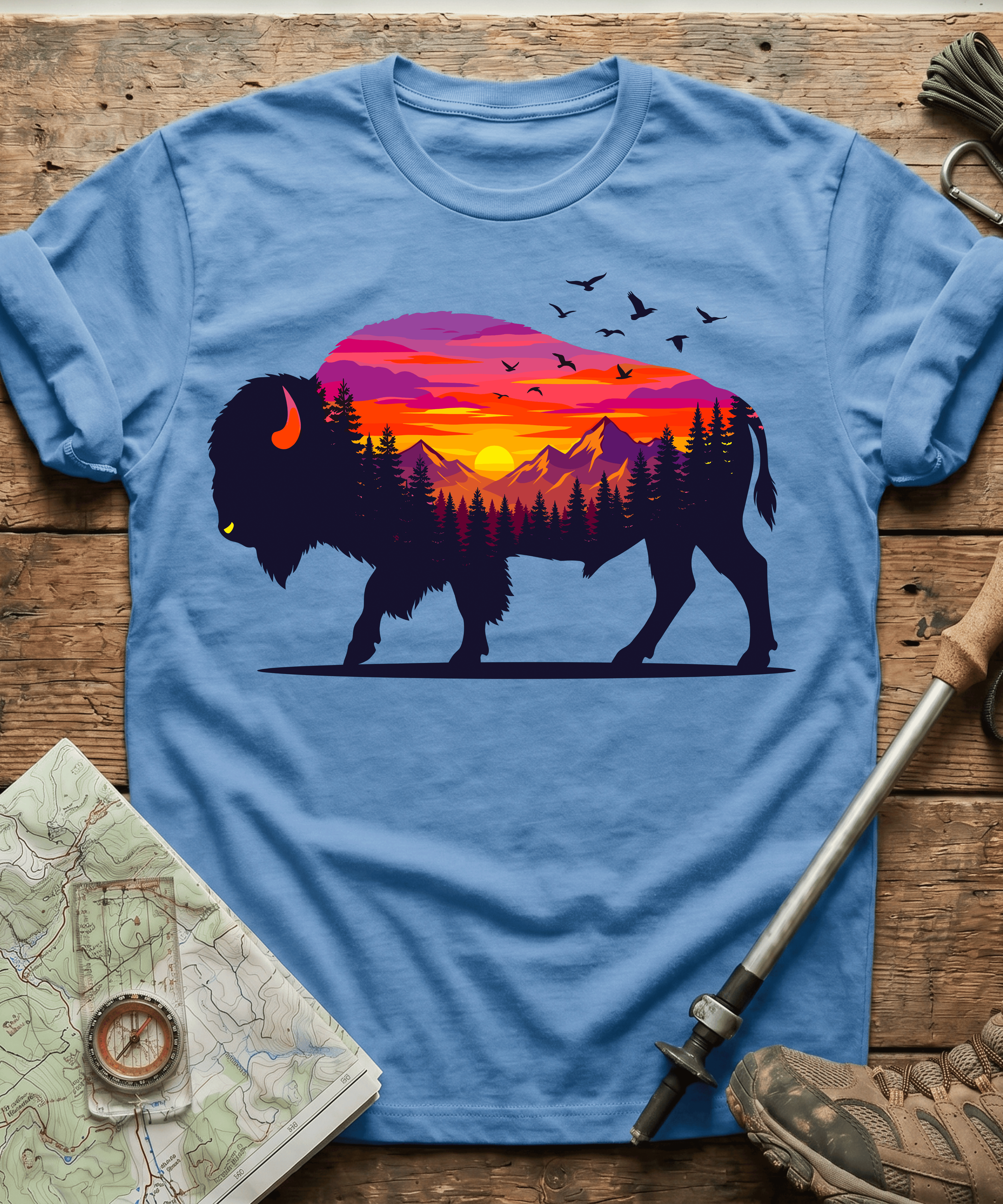 Purple Mountain Bison Sunset T-Shirt
