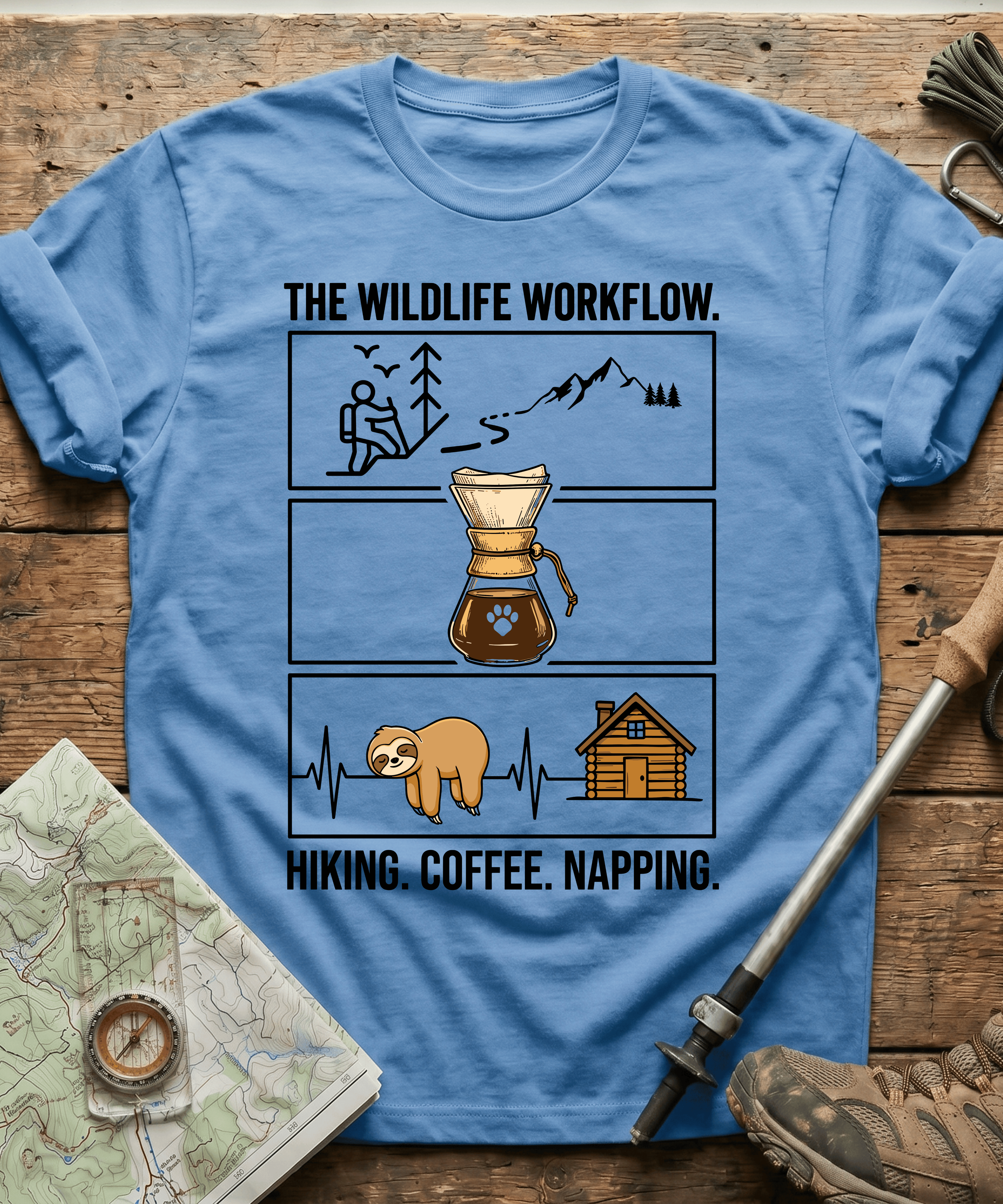 The Wildlife Workflow Hiking Coffee Napping T-shirt