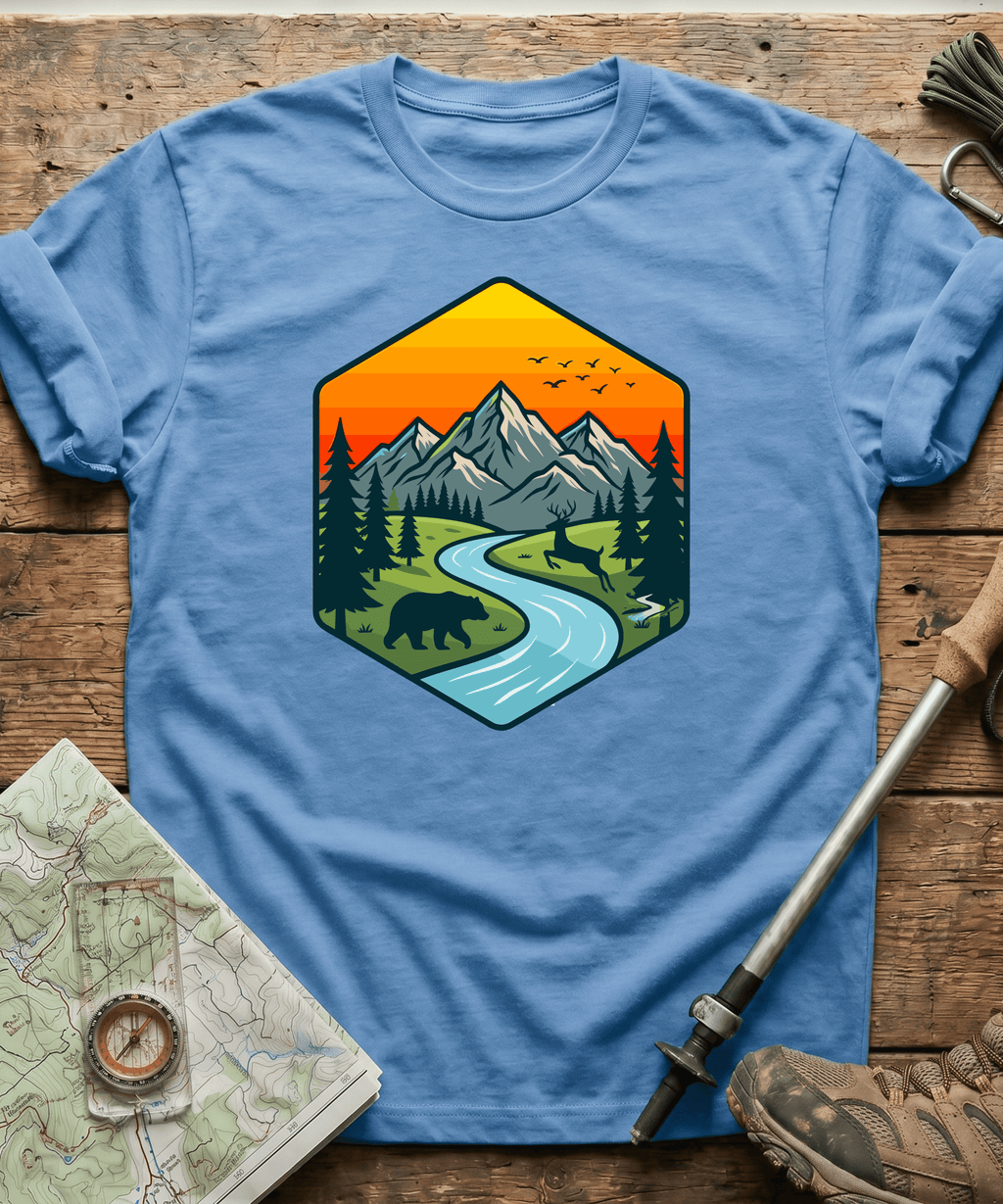 Wildlife Mountain River Badge T-Shirt