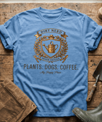 Vintage Plants Dogs Coffee Dirt Nerd T-Shirt