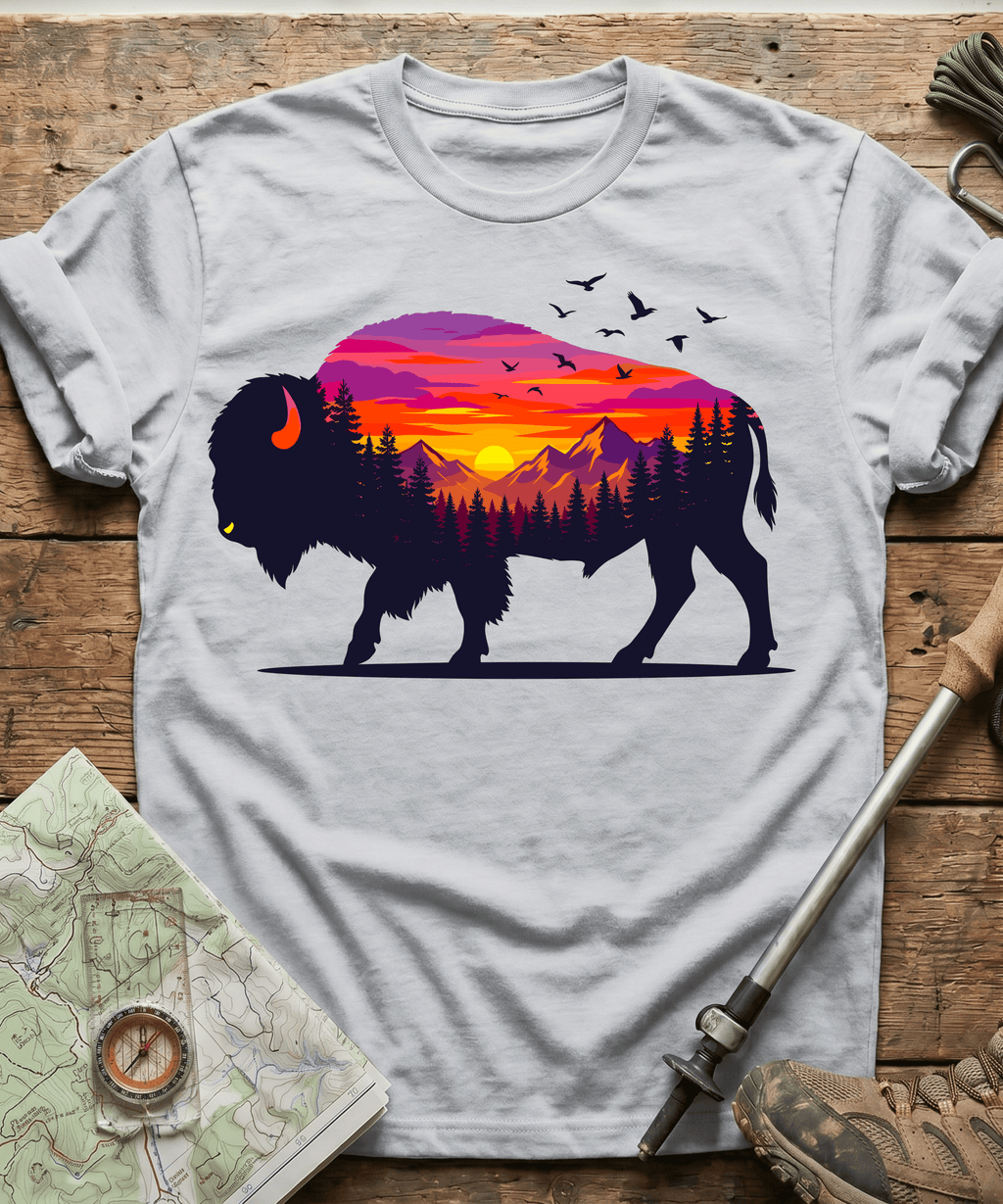 Purple Mountain Bison Sunset T-Shirt