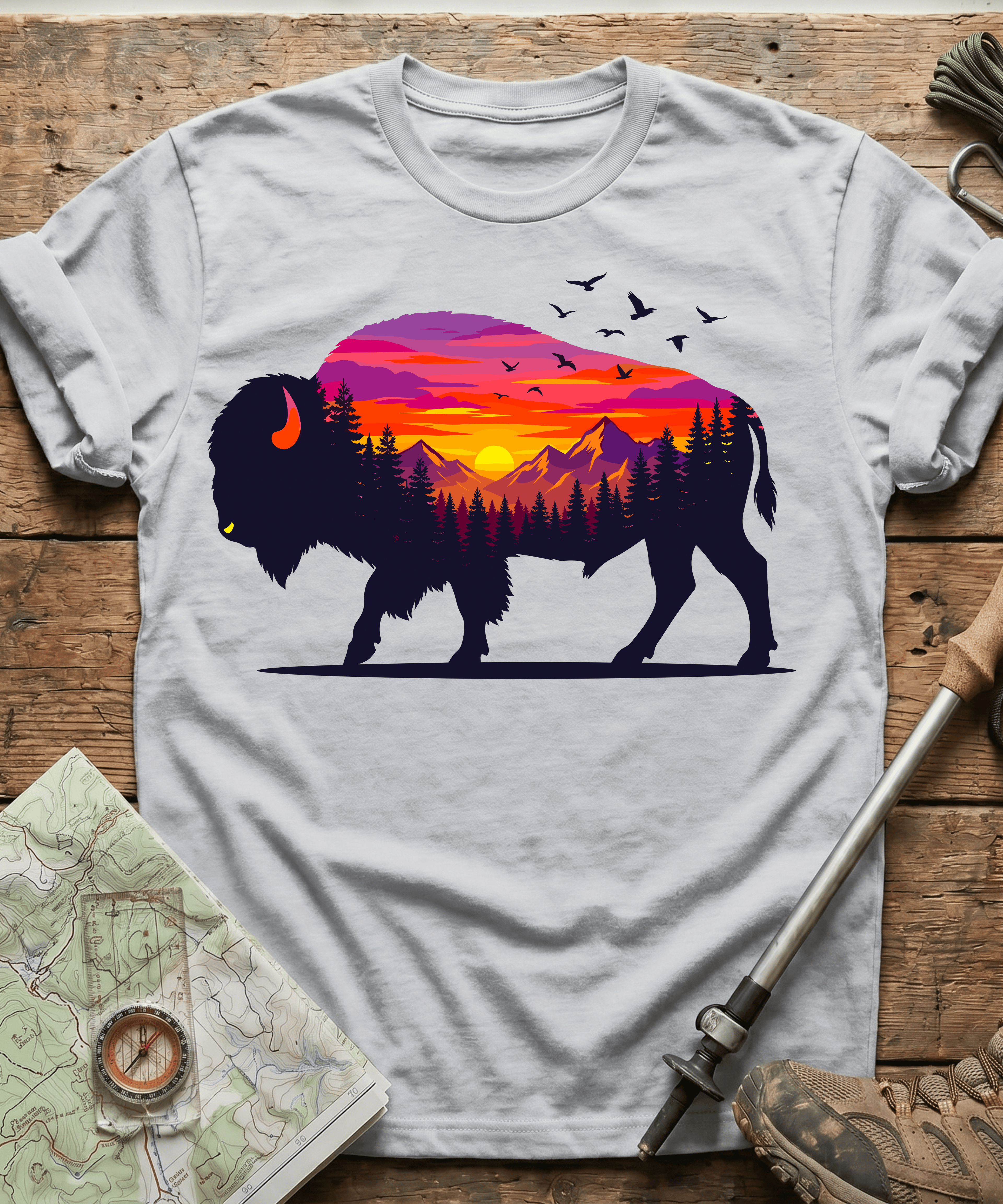 Purple Mountain Bison Sunset T-Shirt