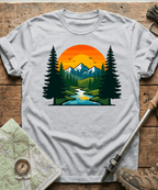 Serene Mountain River Sunset T-Shirt