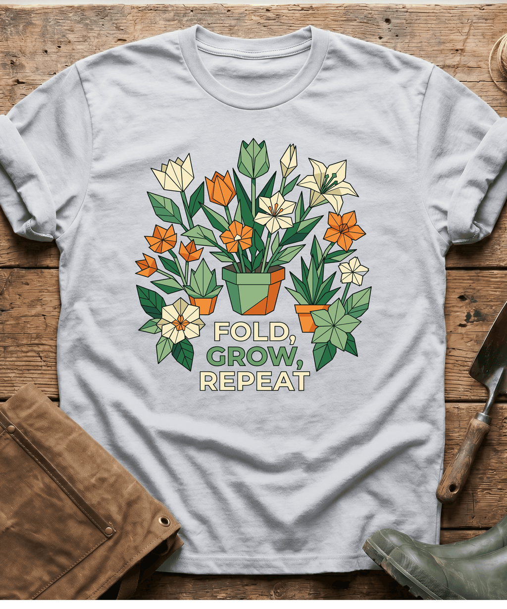 Origami Fold Grow Repeat Flowers T-Shirt