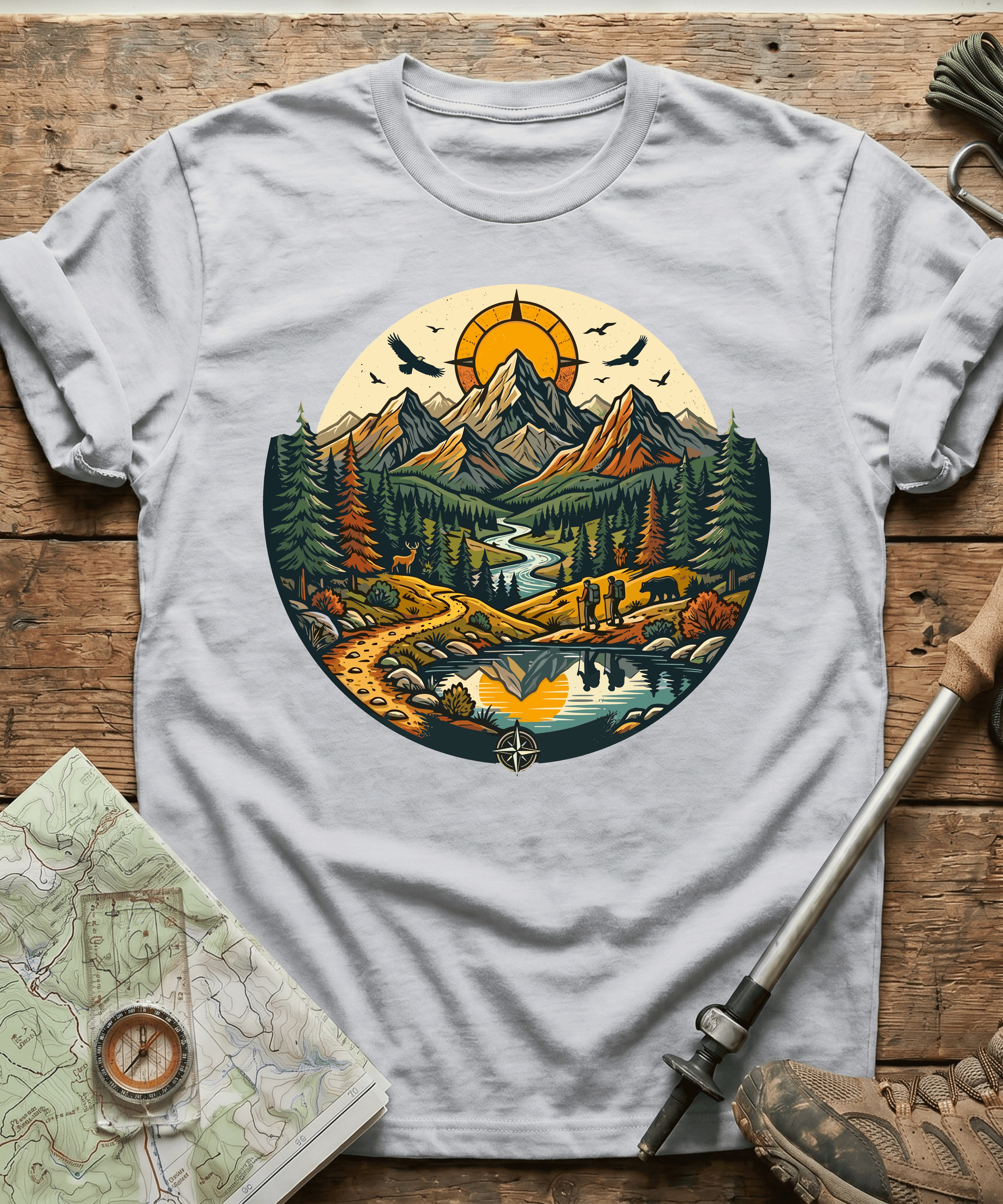 Wilderness Hiking Compass Trails T-Shirt