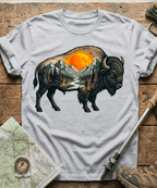 Mountain Hiker Bison Landscape T-Shirt