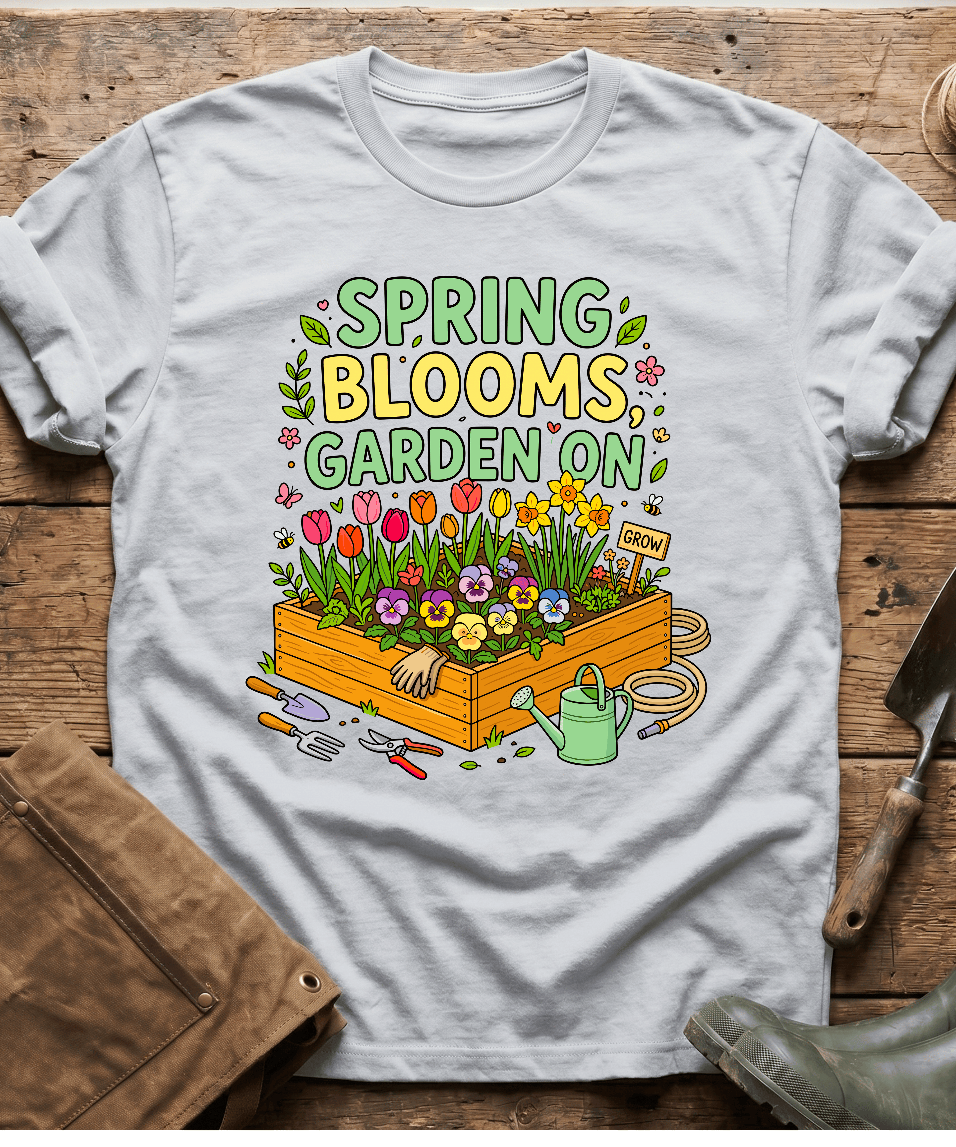 Spring Blooms Garden On T-Shirt