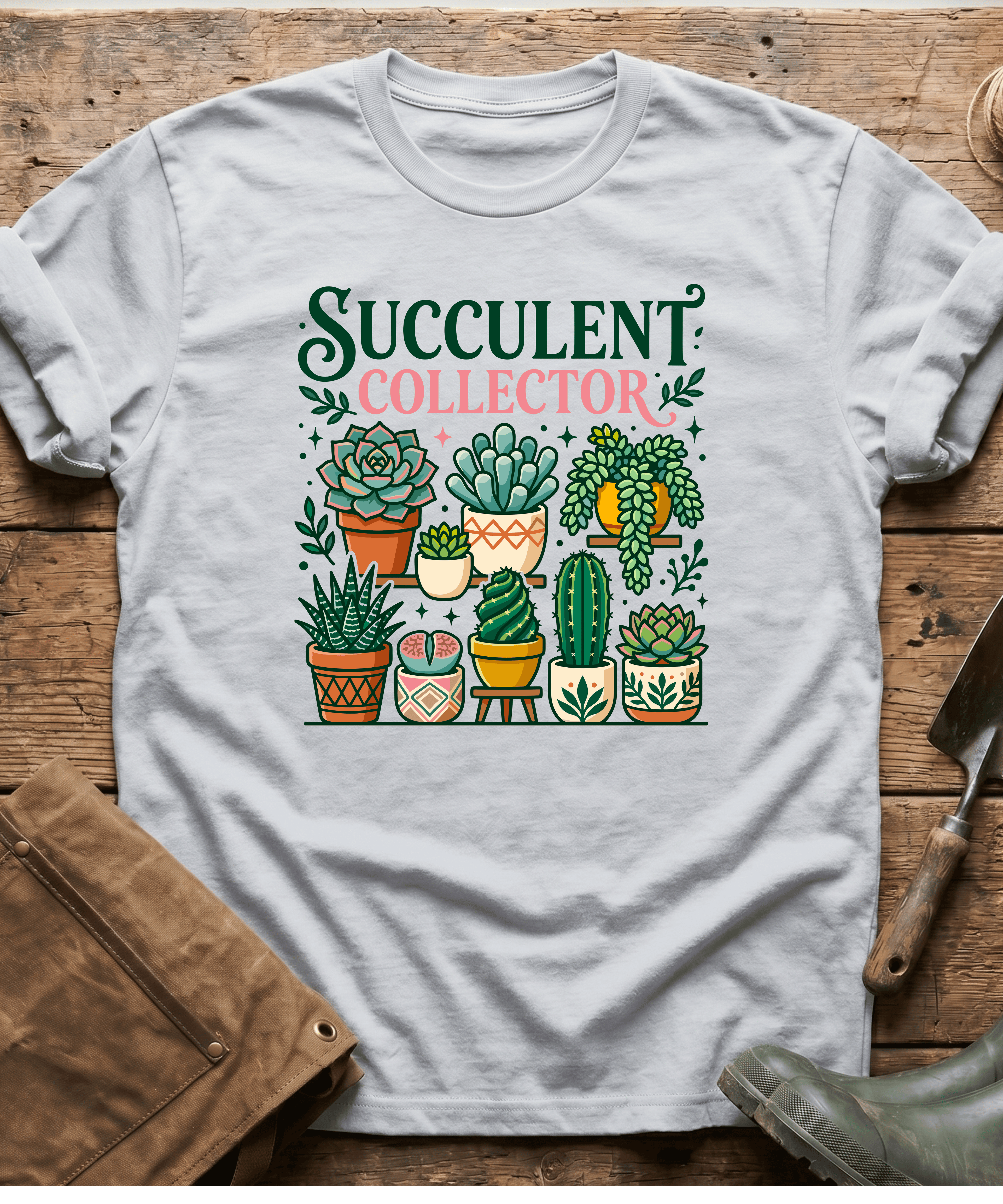 Botanical Succulent Collector Display T-Shirt