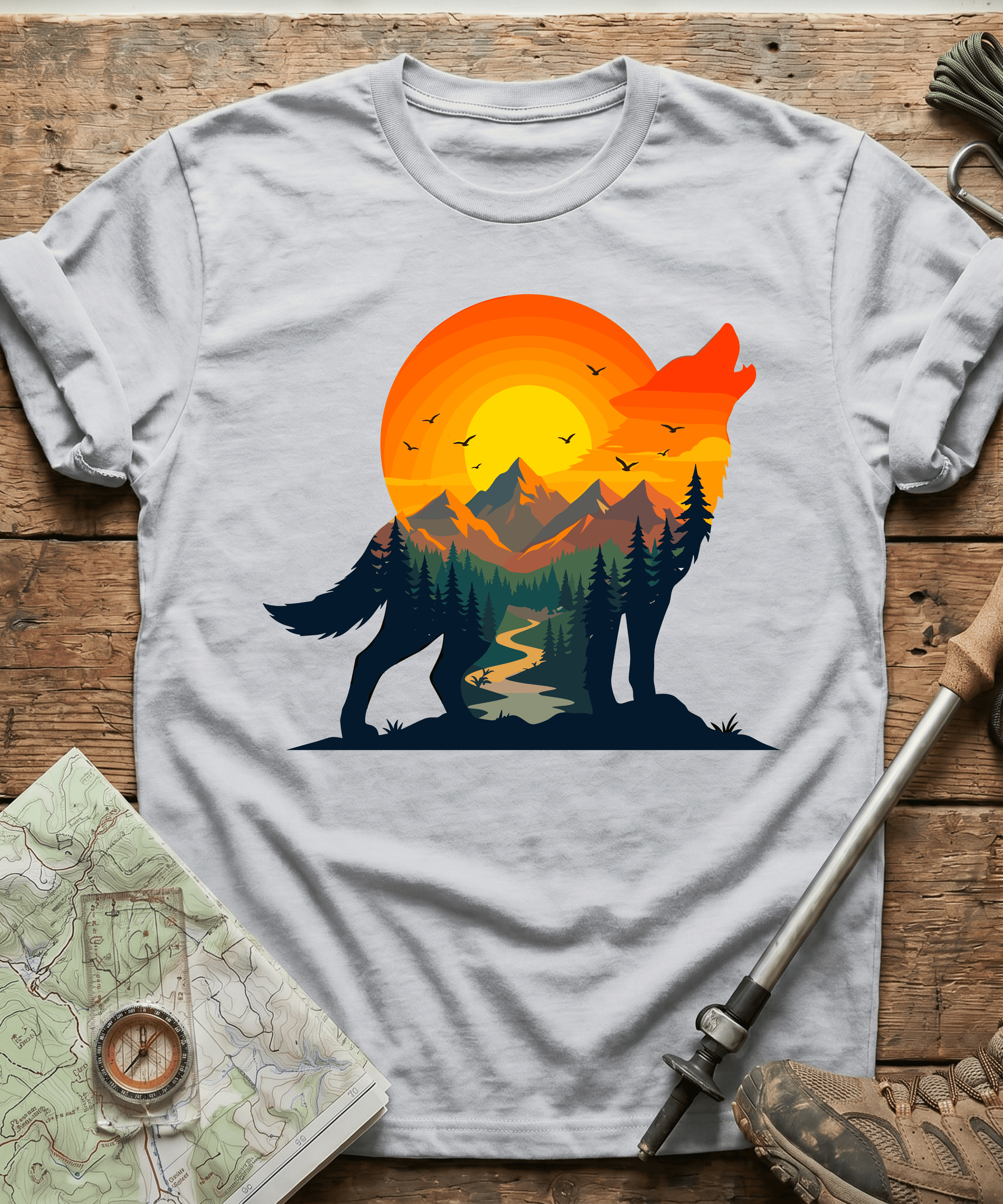 Wilderness Howling Wolf Sunset T-Shirt