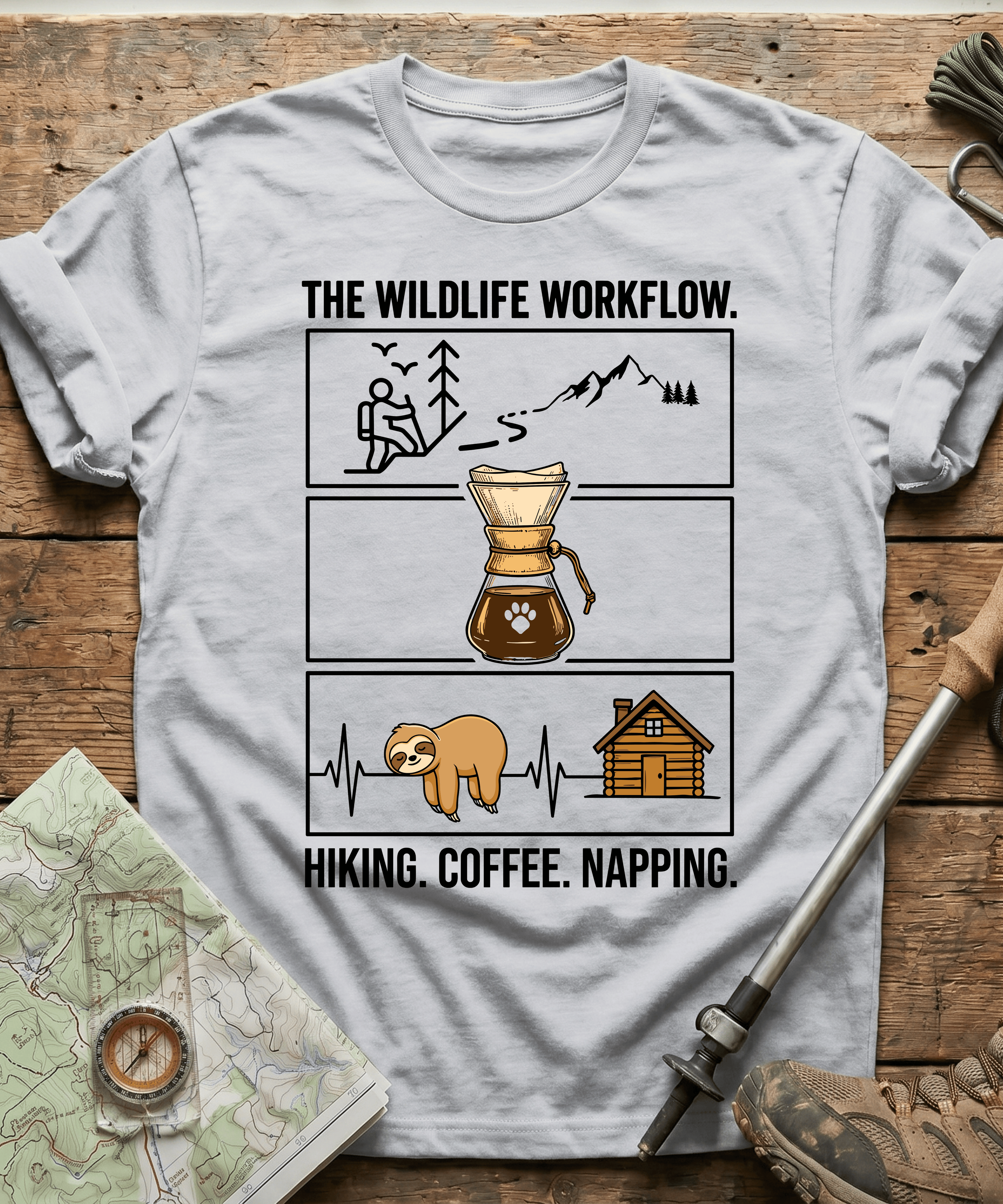 The Wildlife Workflow Hiking Coffee Napping T-shirt