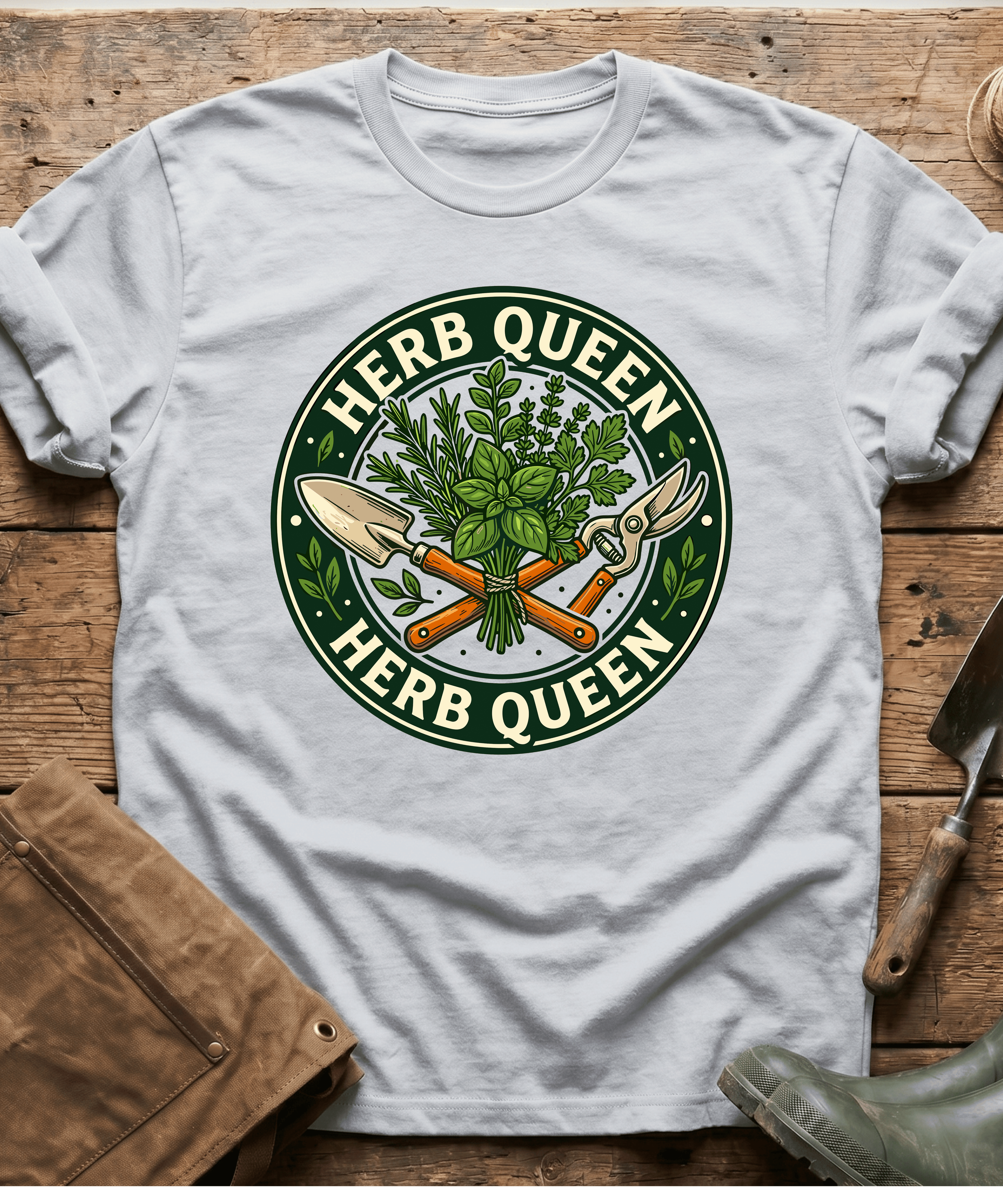 Retro Herb Queen Gardening T-Shirt
