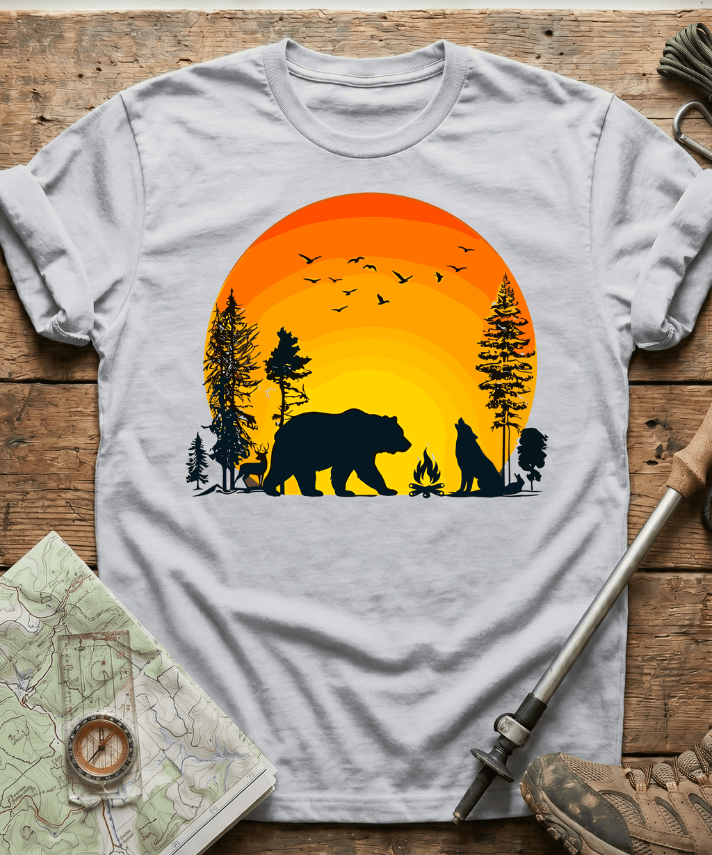 Wildlife Campfire Howling Wolf T-Shirt