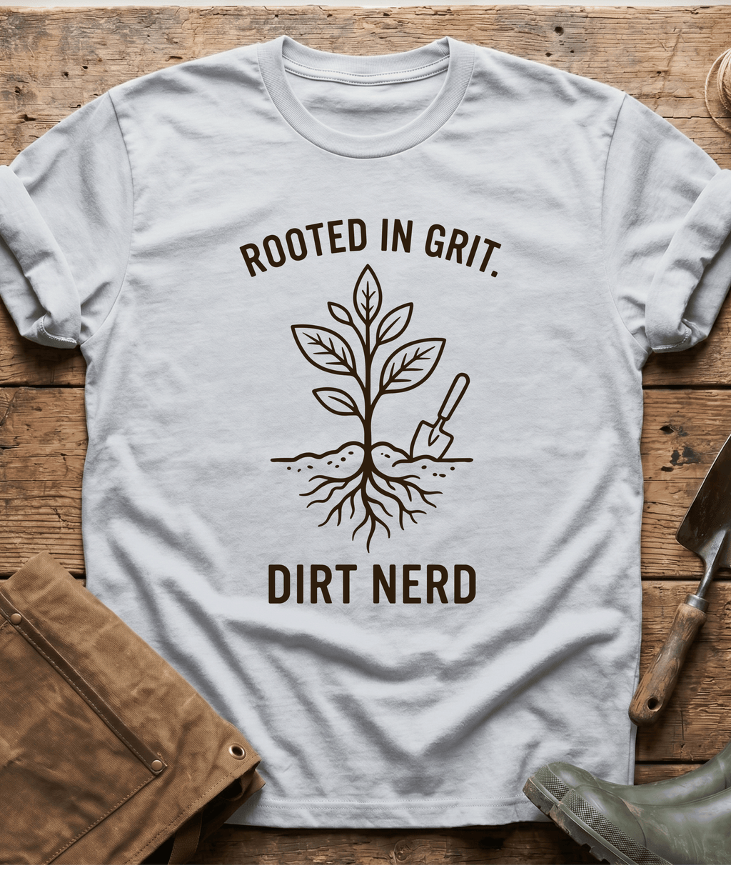 Rooted in Grit Dirt Nerd Gardening T-Shirt