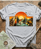 Wild Triptych Wolf Bear Salmon T-Shirt