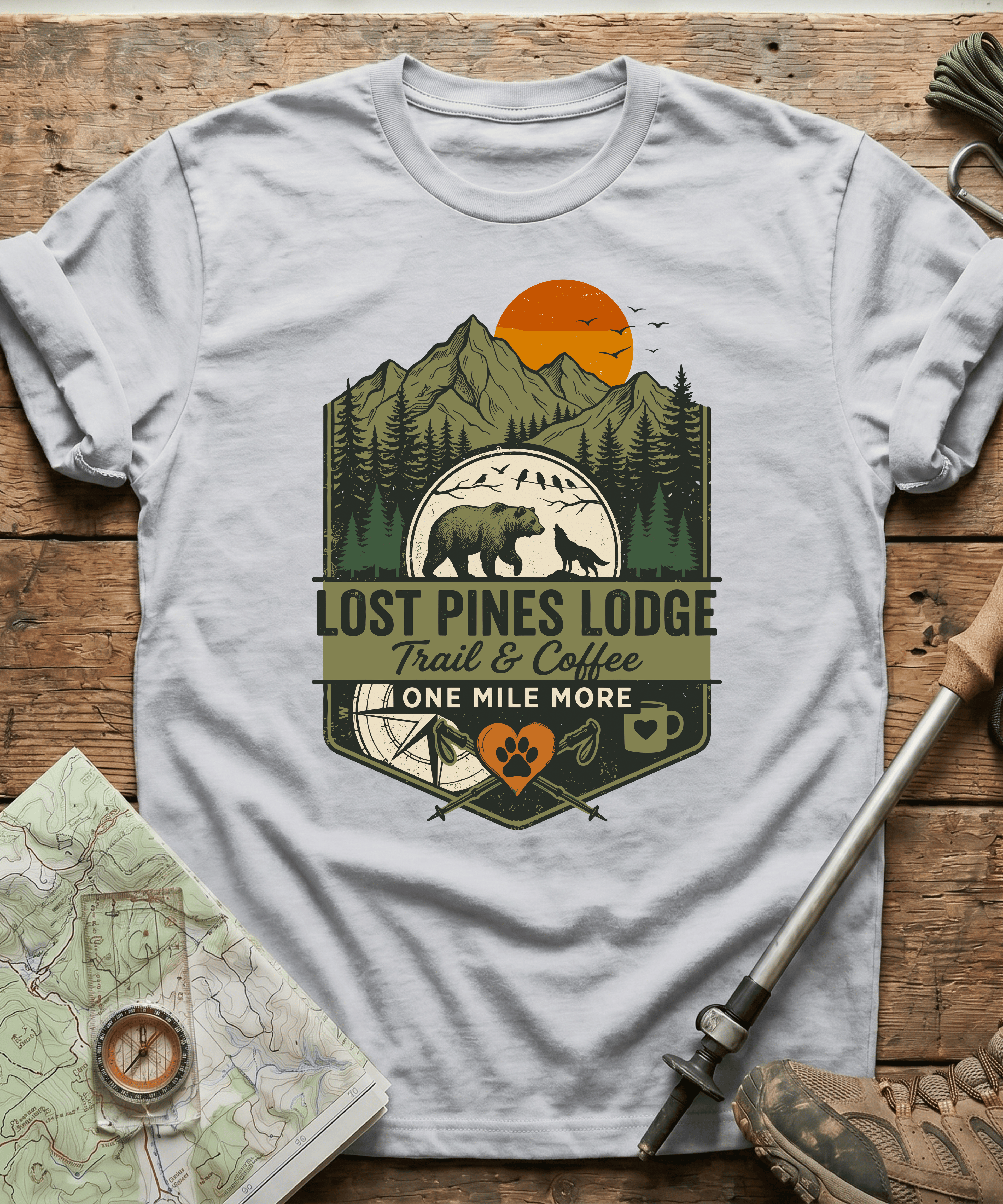 Lost Pines Lodge Trail And Coffee T-shirt