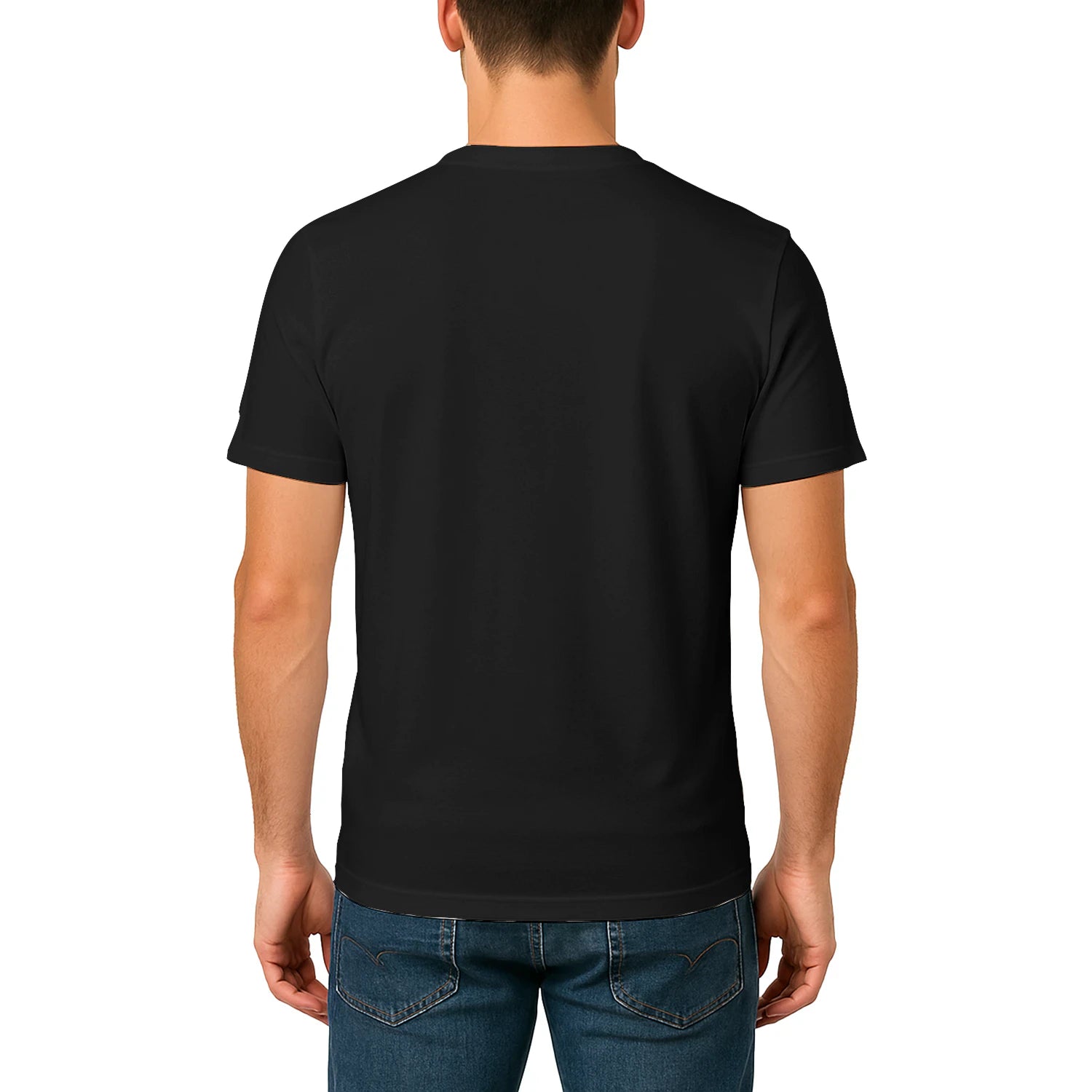 Male model shot, viewing the back side.