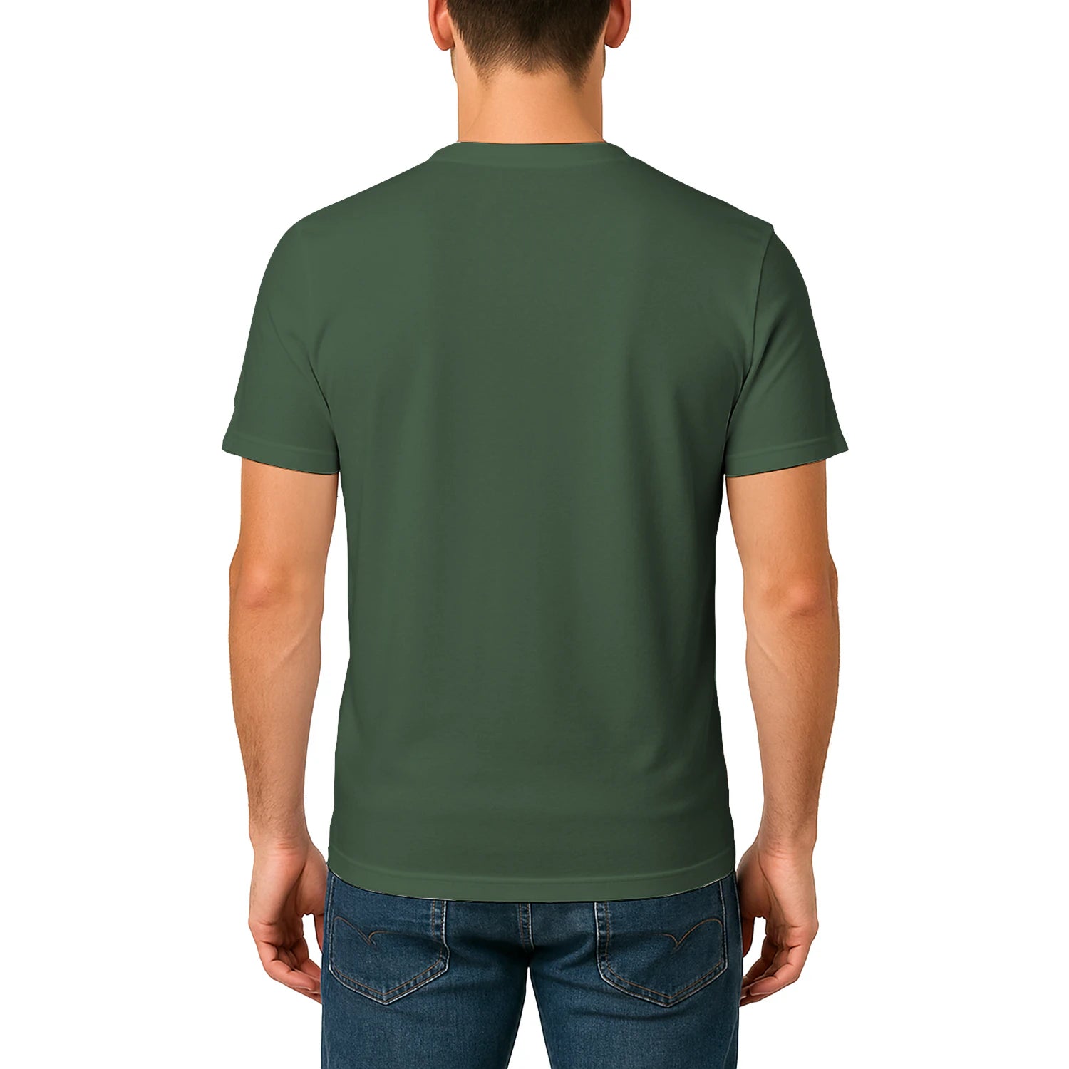 Male model shot, viewing the back side.