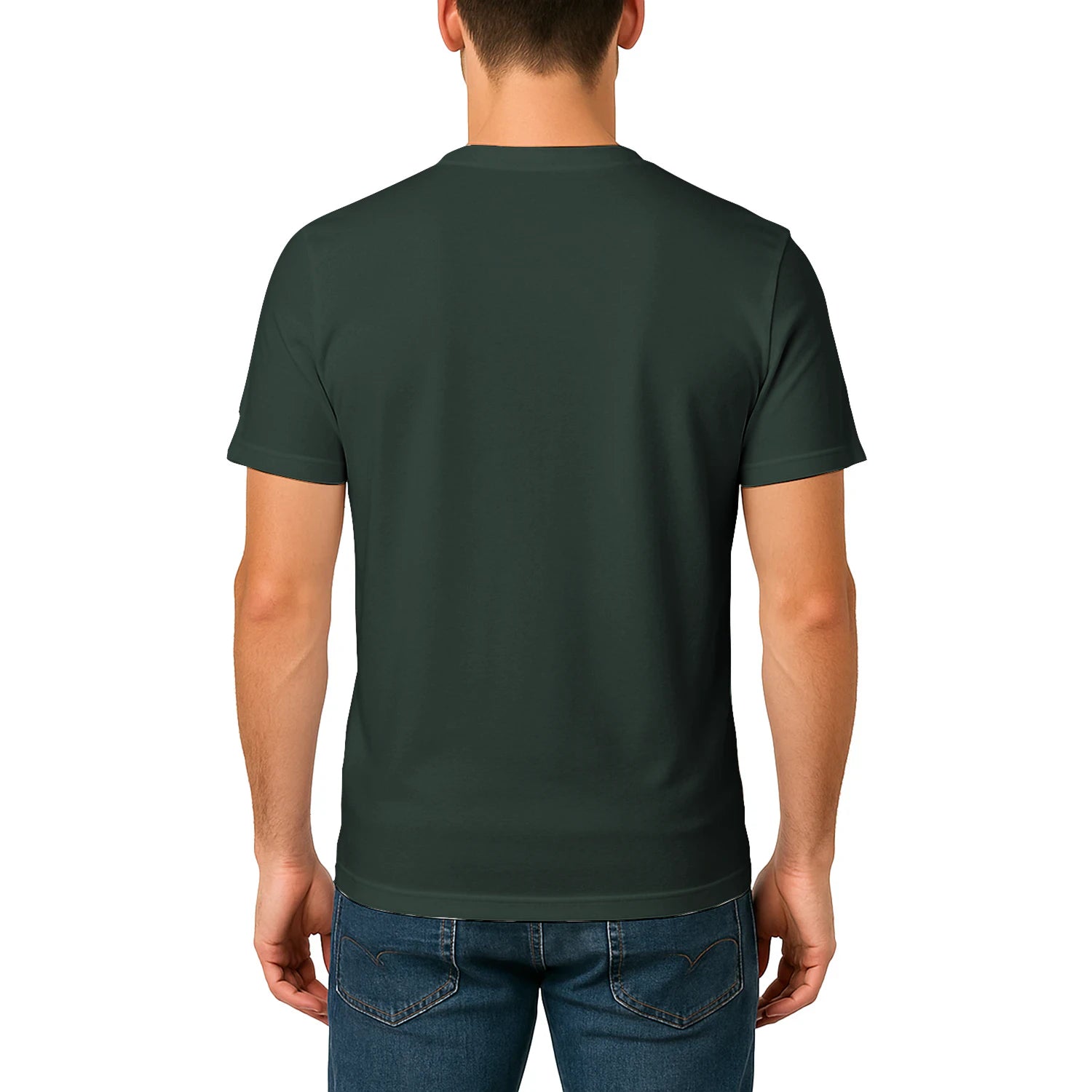 Male model shot, viewing the back side.