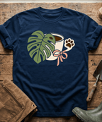 Monstera Coffee Paw Print Line Art T-Shirt