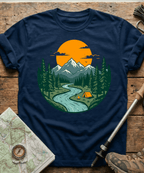Mountain River Camping Badge T-Shirt