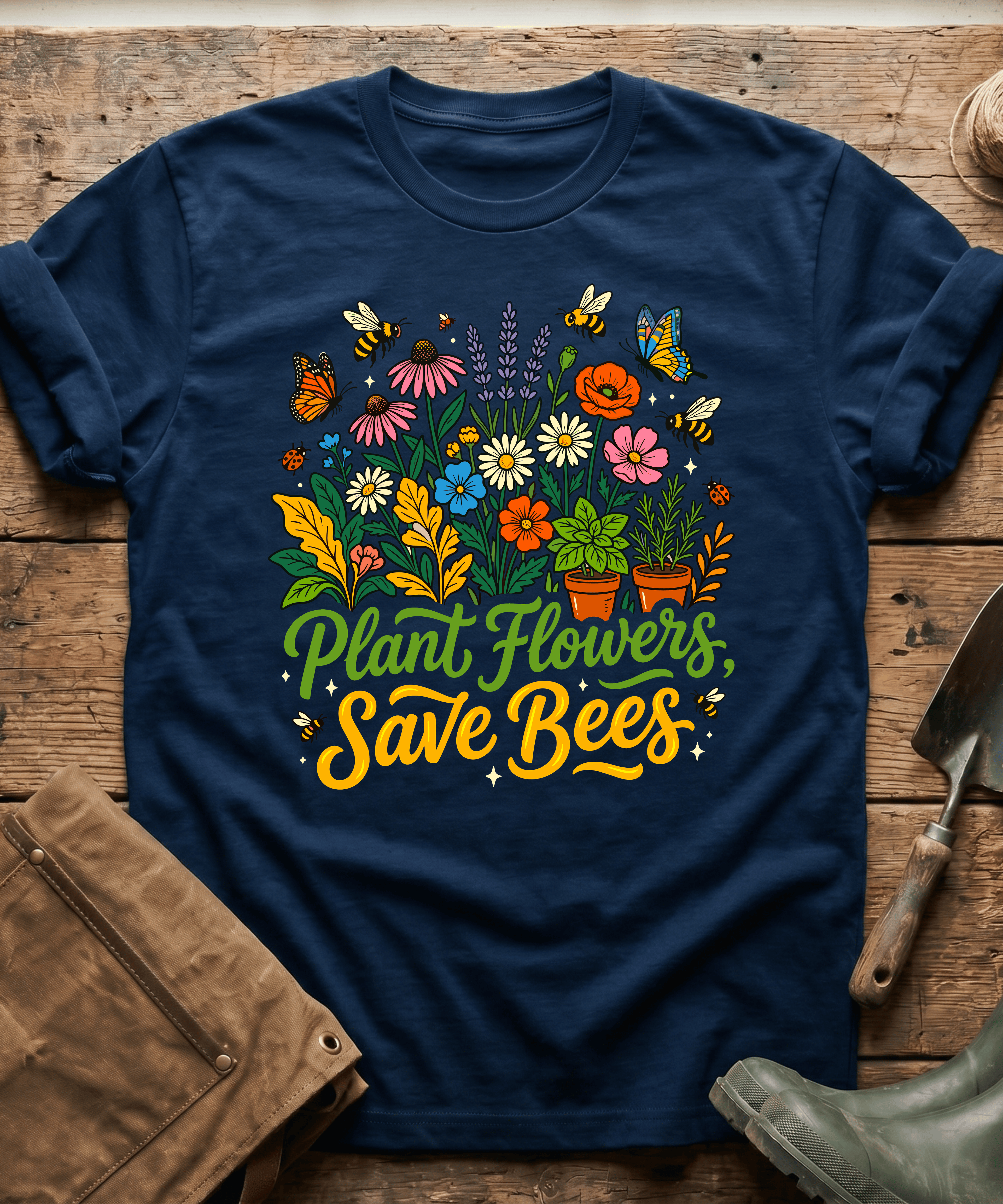 Plant Flowers Save The Bees Gardening T-Shirt