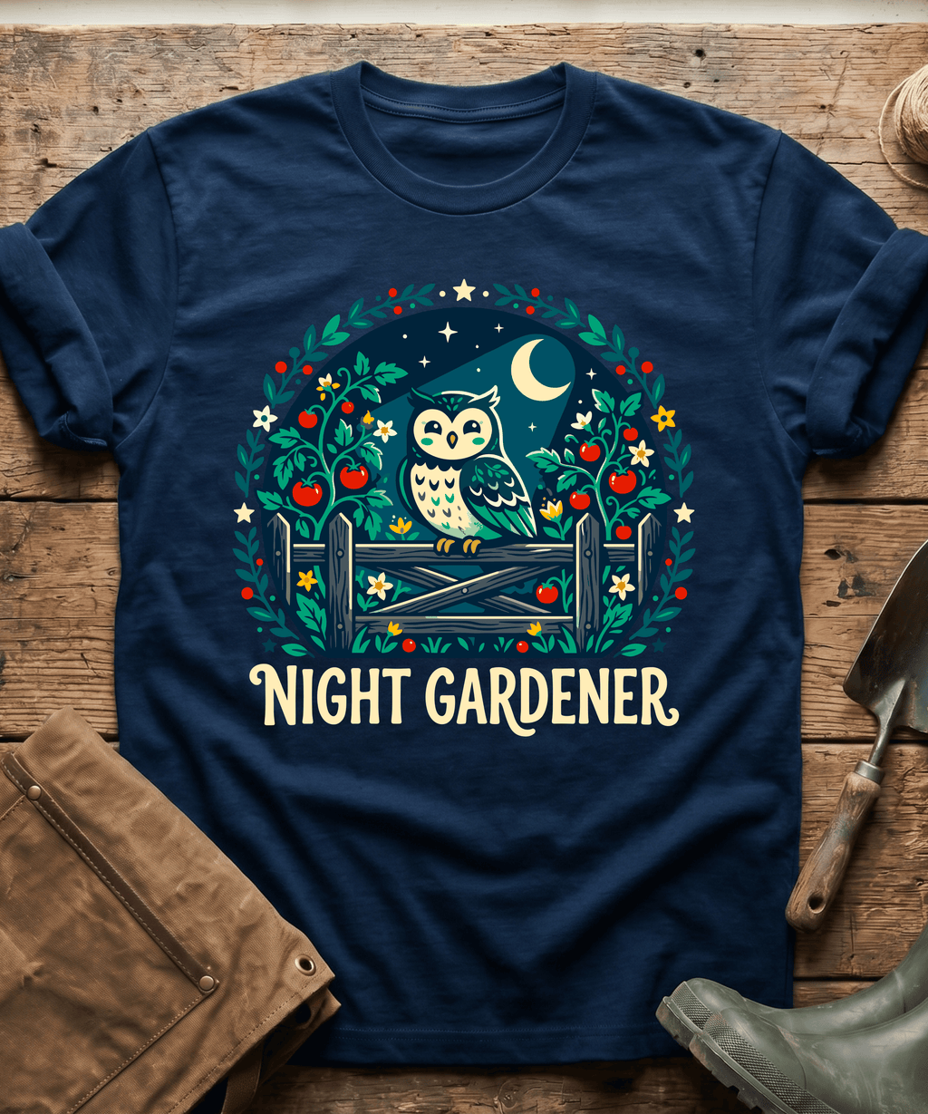 Cute Night Gardener Owl Tomato Patch T-Shirt