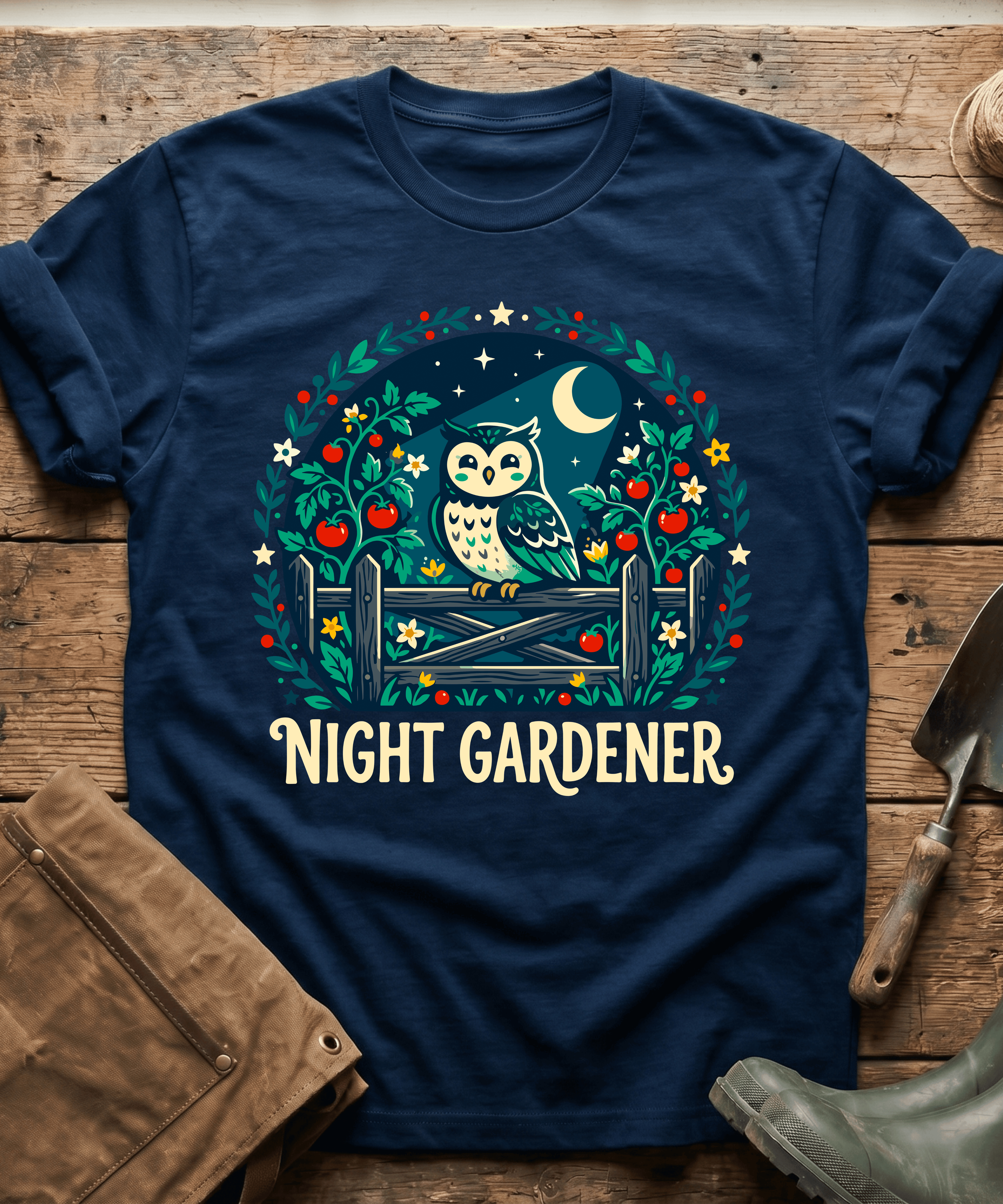 Cute Night Gardener Owl Tomato Patch T-Shirt