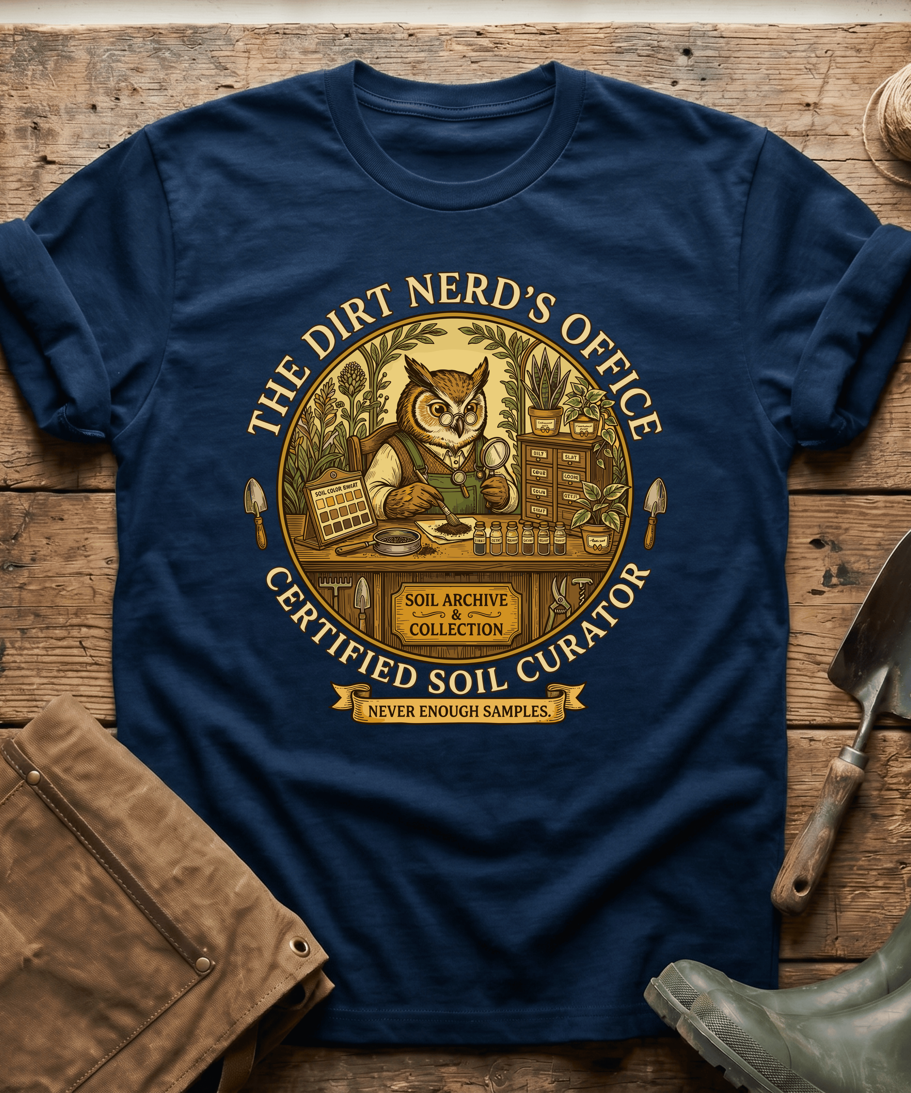 Certified Soil Curator Owl Office T-Shirt