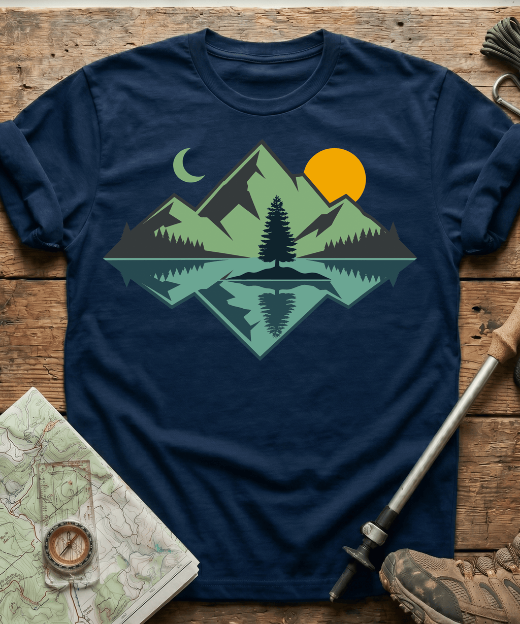 Geometric Mountain Lake Reflection T-Shirt