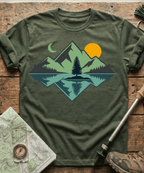 Geometric Mountain Lake Reflection T-Shirt