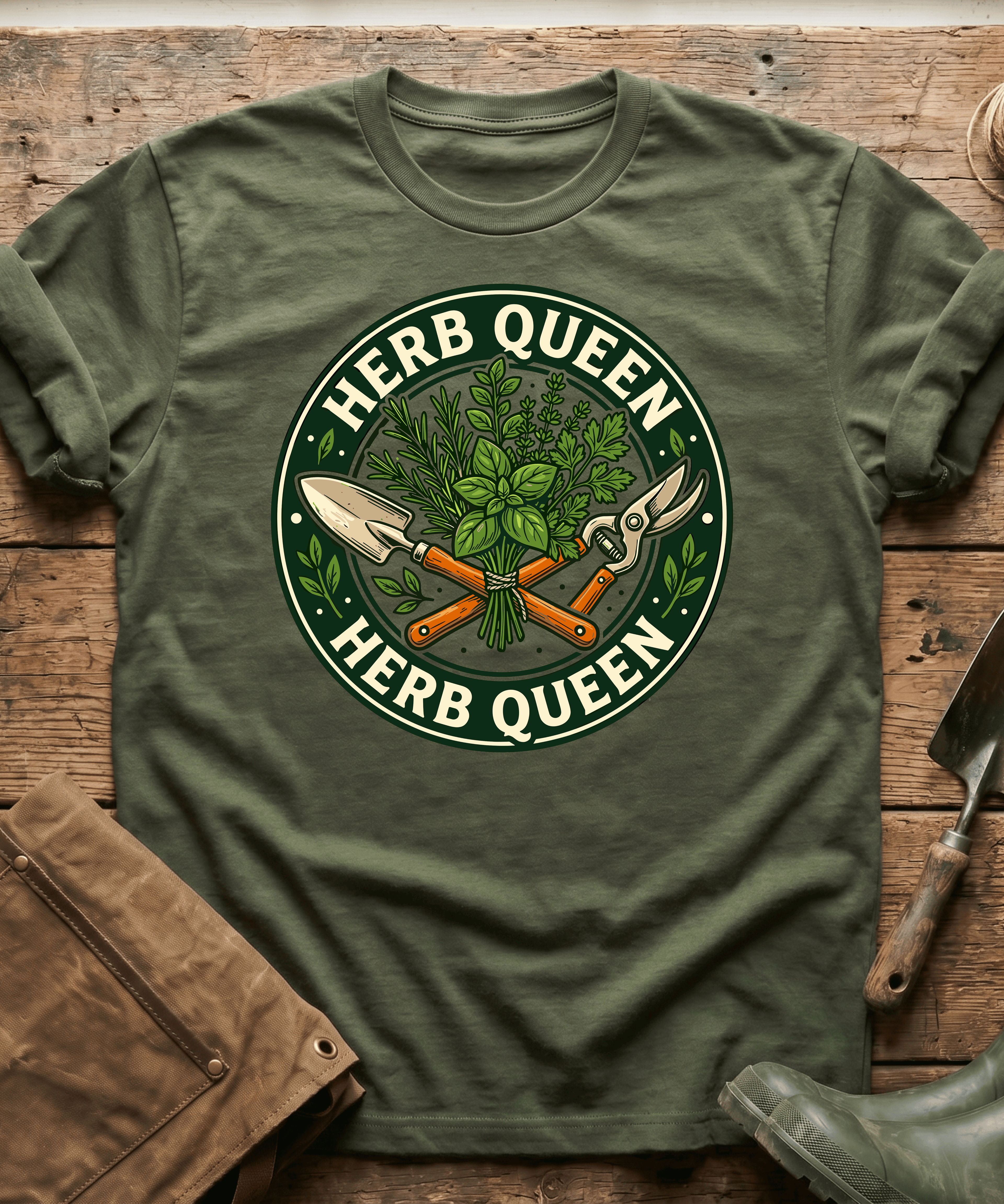 Retro Herb Queen Gardening T-Shirt