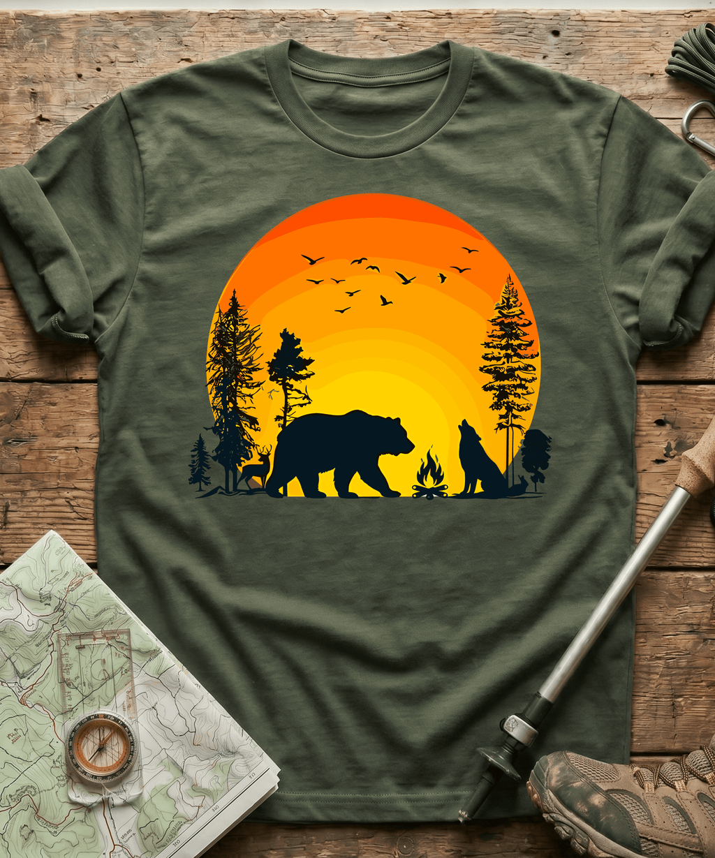 Wildlife Campfire Howling Wolf T-Shirt