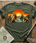 Wild Triptych Wolf Bear Salmon T-Shirt
