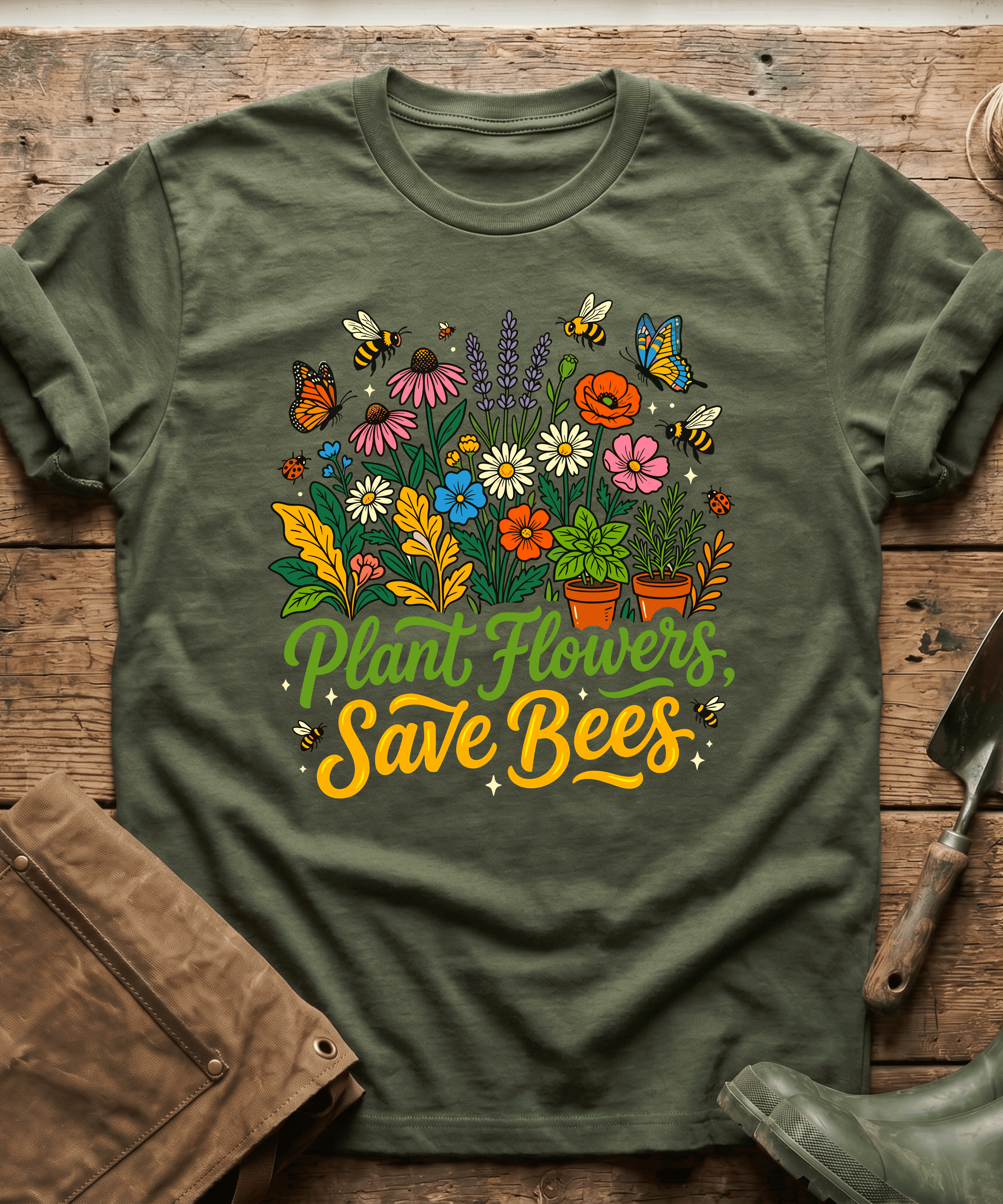 Plant Flowers Save The Bees Gardening T-Shirt