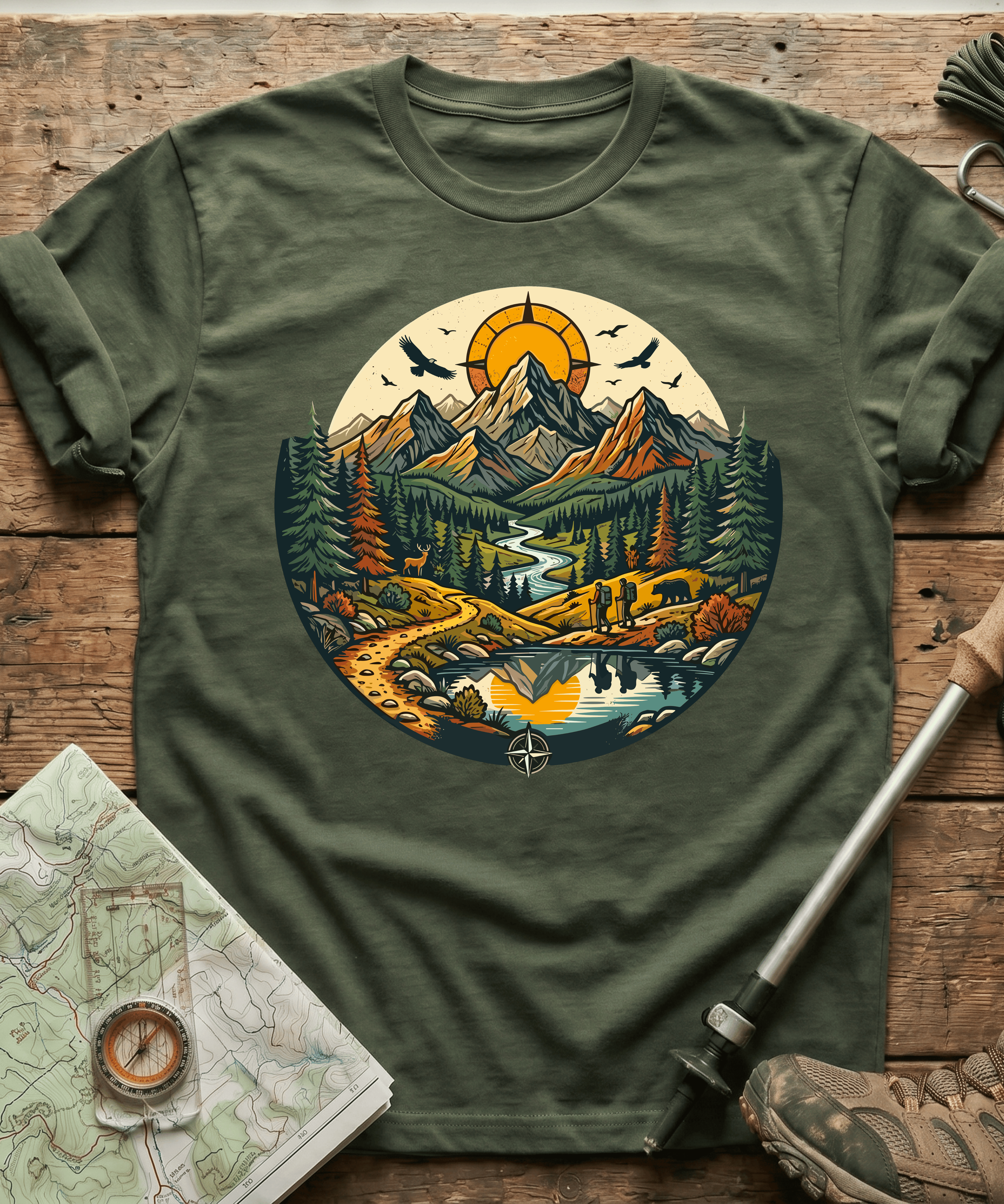 Wilderness Hiking Compass Trails T-Shirt