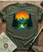 Serene Mountain River Sunset T-Shirt