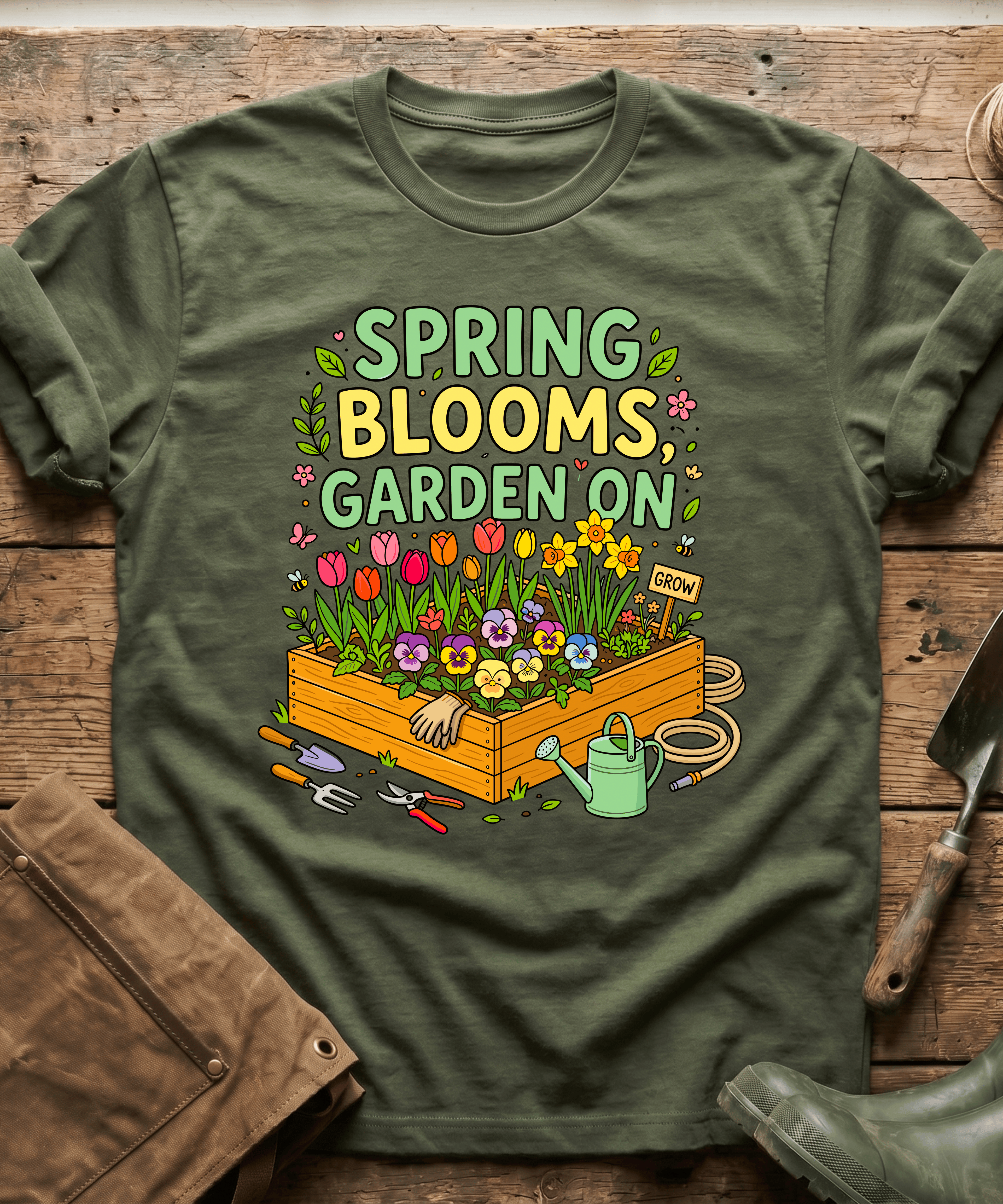 Spring Blooms Garden On T-Shirt