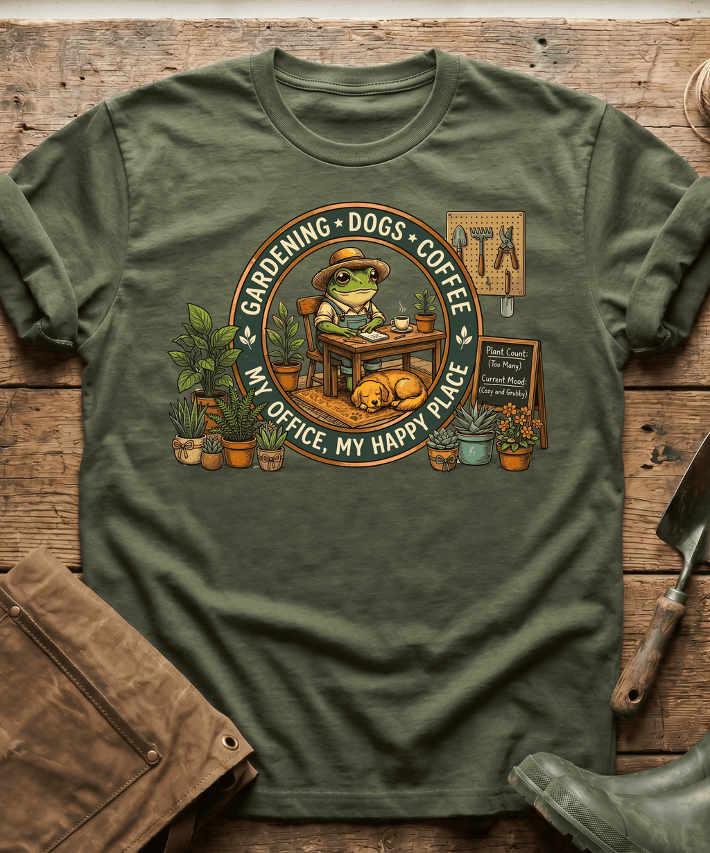 My Office Happy Place Frog & Dog T-Shirt