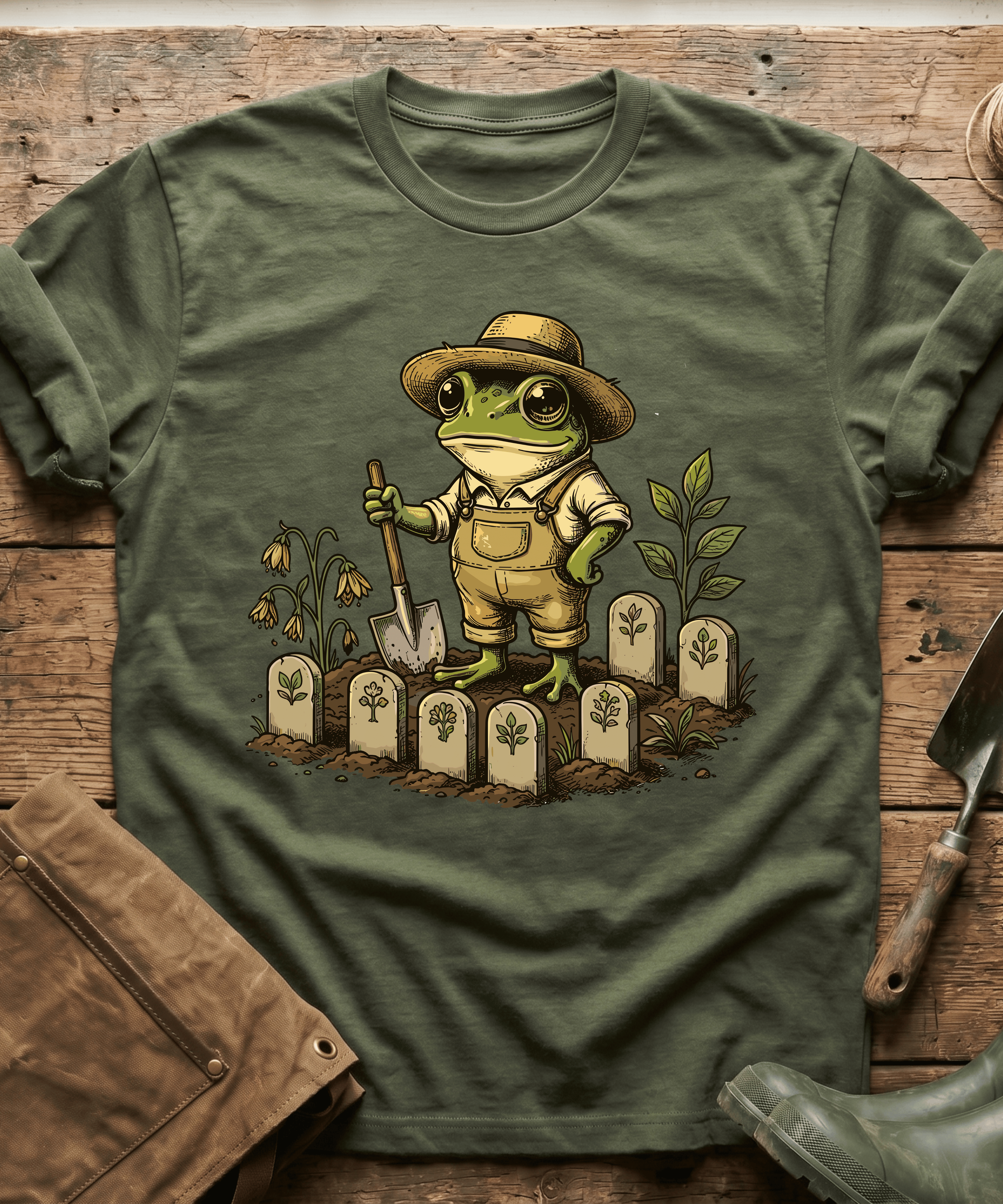 Cute Frog Gardener Sprout Markers T-Shirt