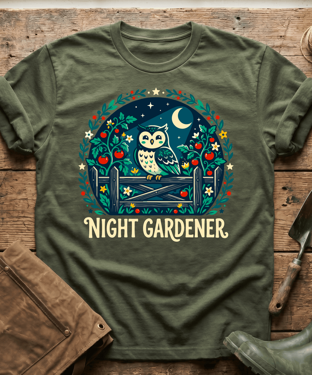 Cute Night Gardener Owl Tomato Patch T-Shirt