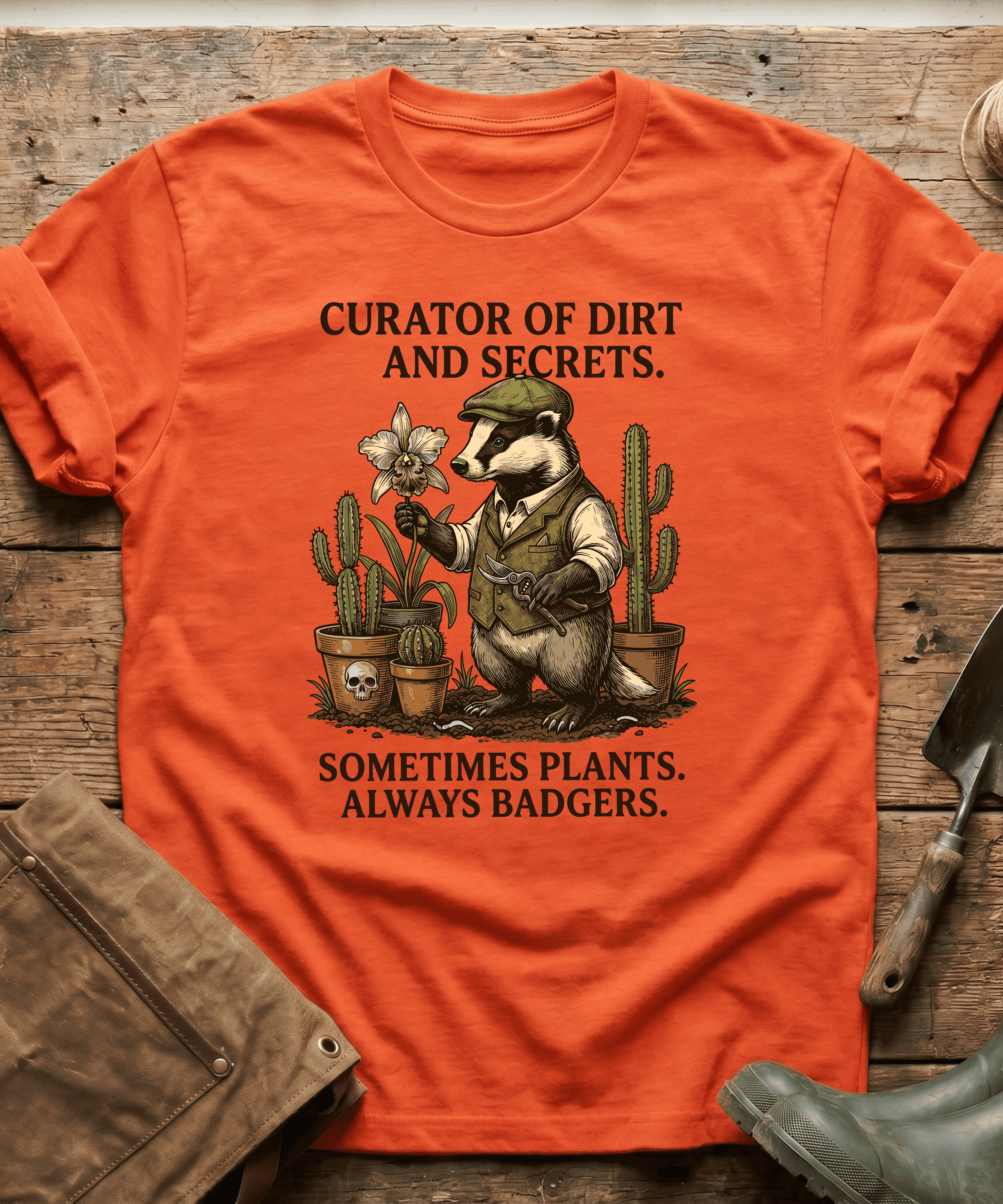 Curator of Dirt Badger Gardening T-Shirt
