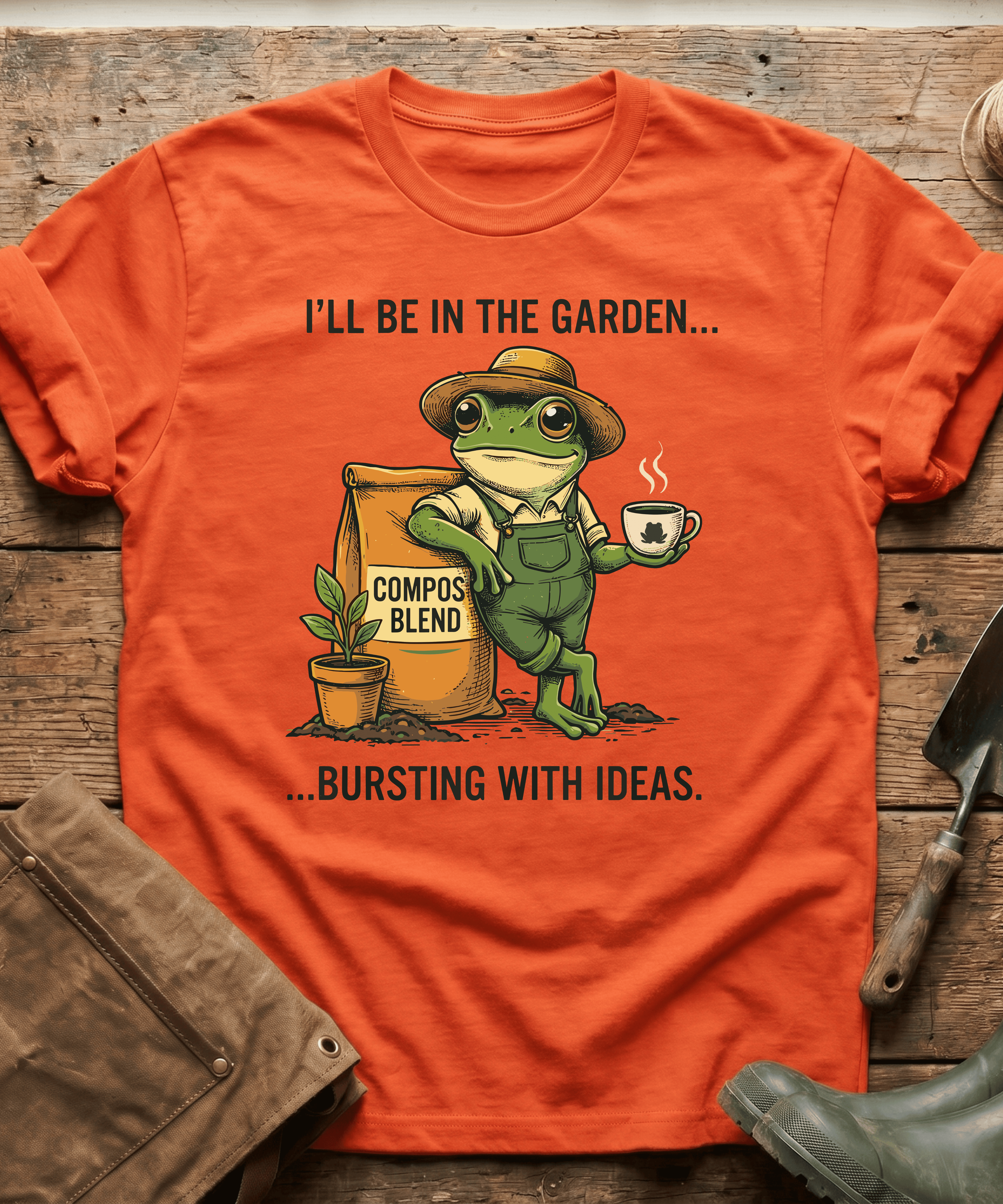 Bursting With Ideas Frog Gardener T-Shirt