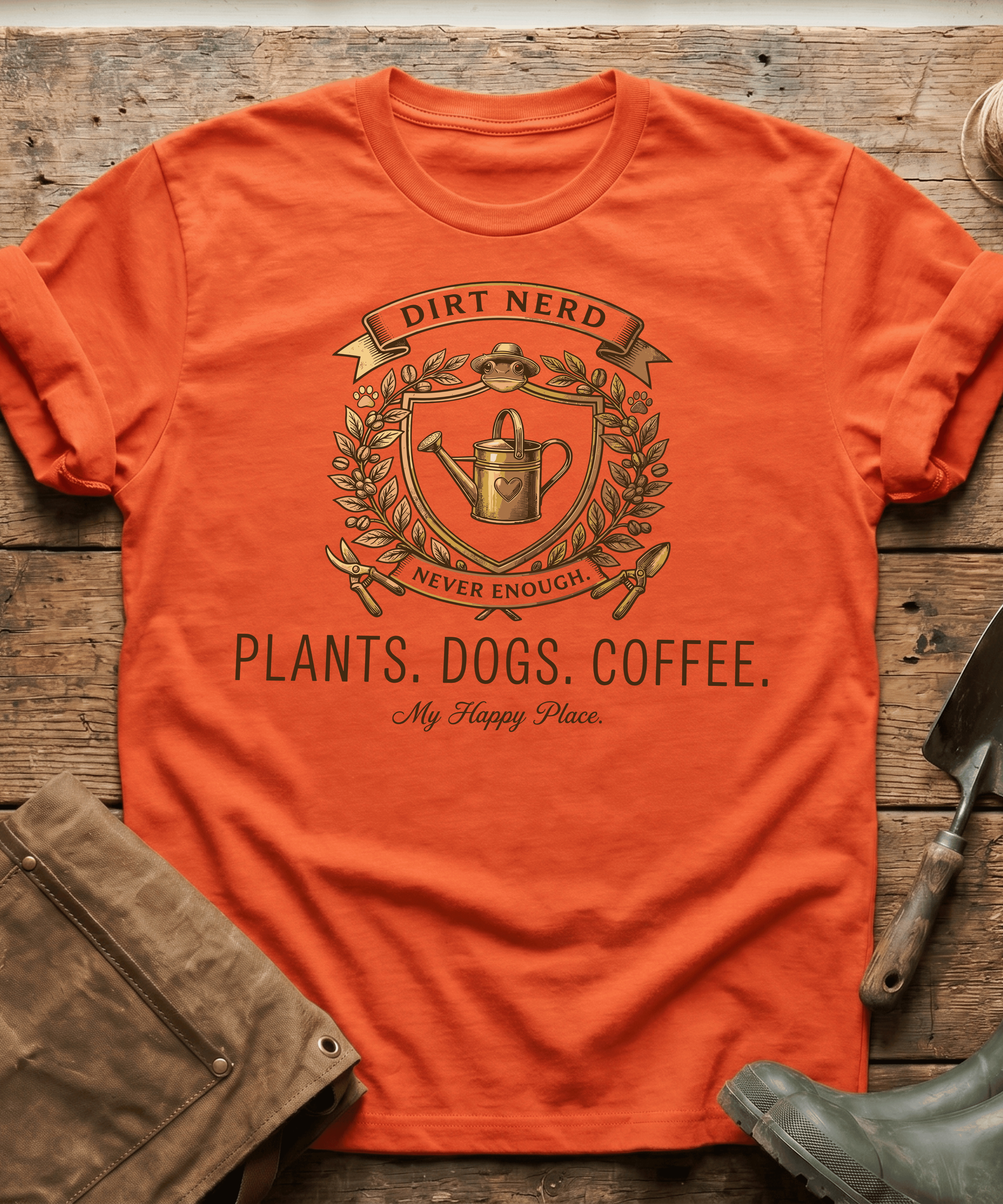 Vintage Plants Dogs Coffee Dirt Nerd T-Shirt