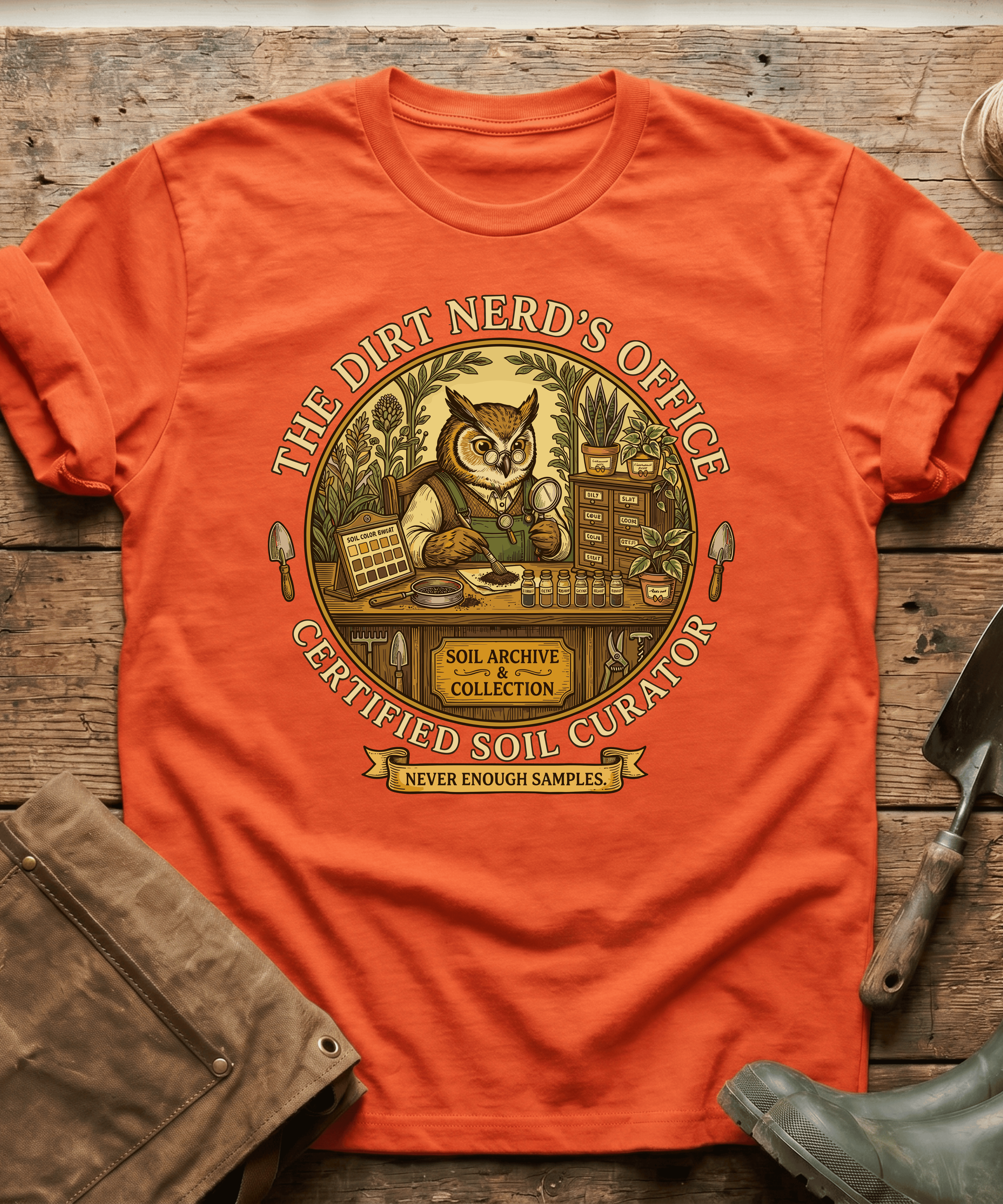 Certified Soil Curator Owl Office T-Shirt