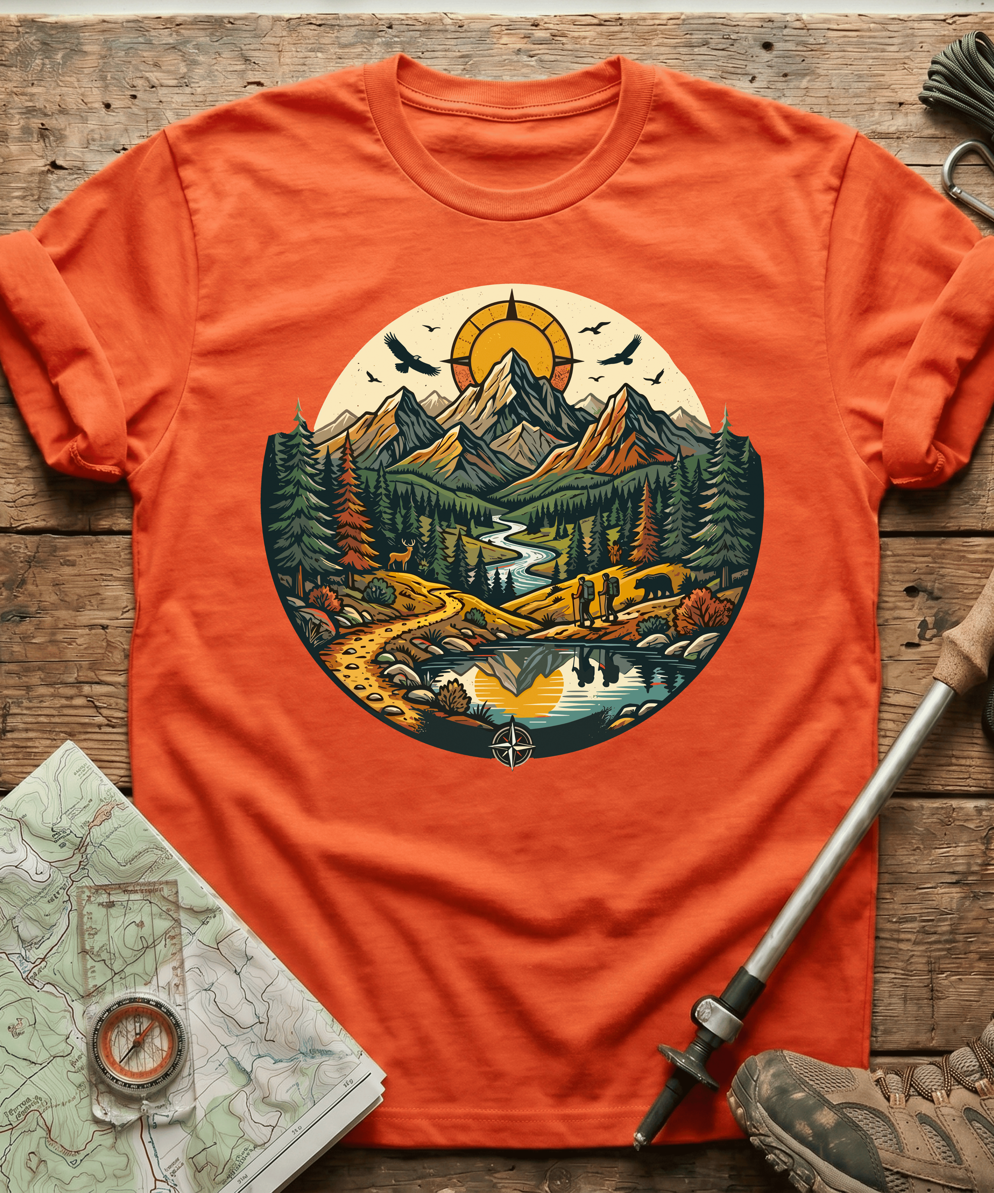 Wilderness Hiking Compass Trails T-Shirt