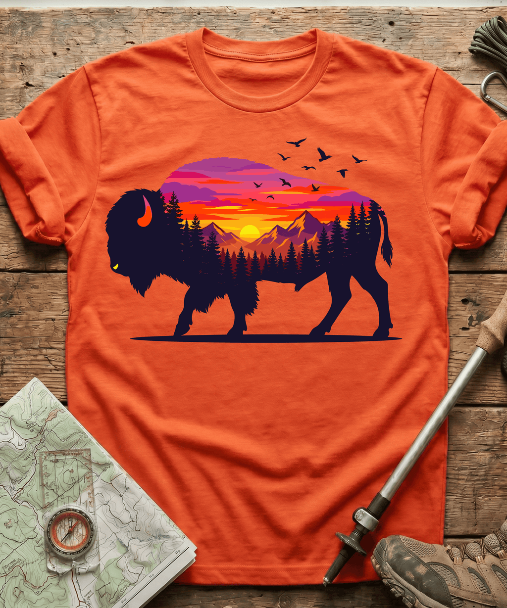 Purple Mountain Bison Sunset T-Shirt