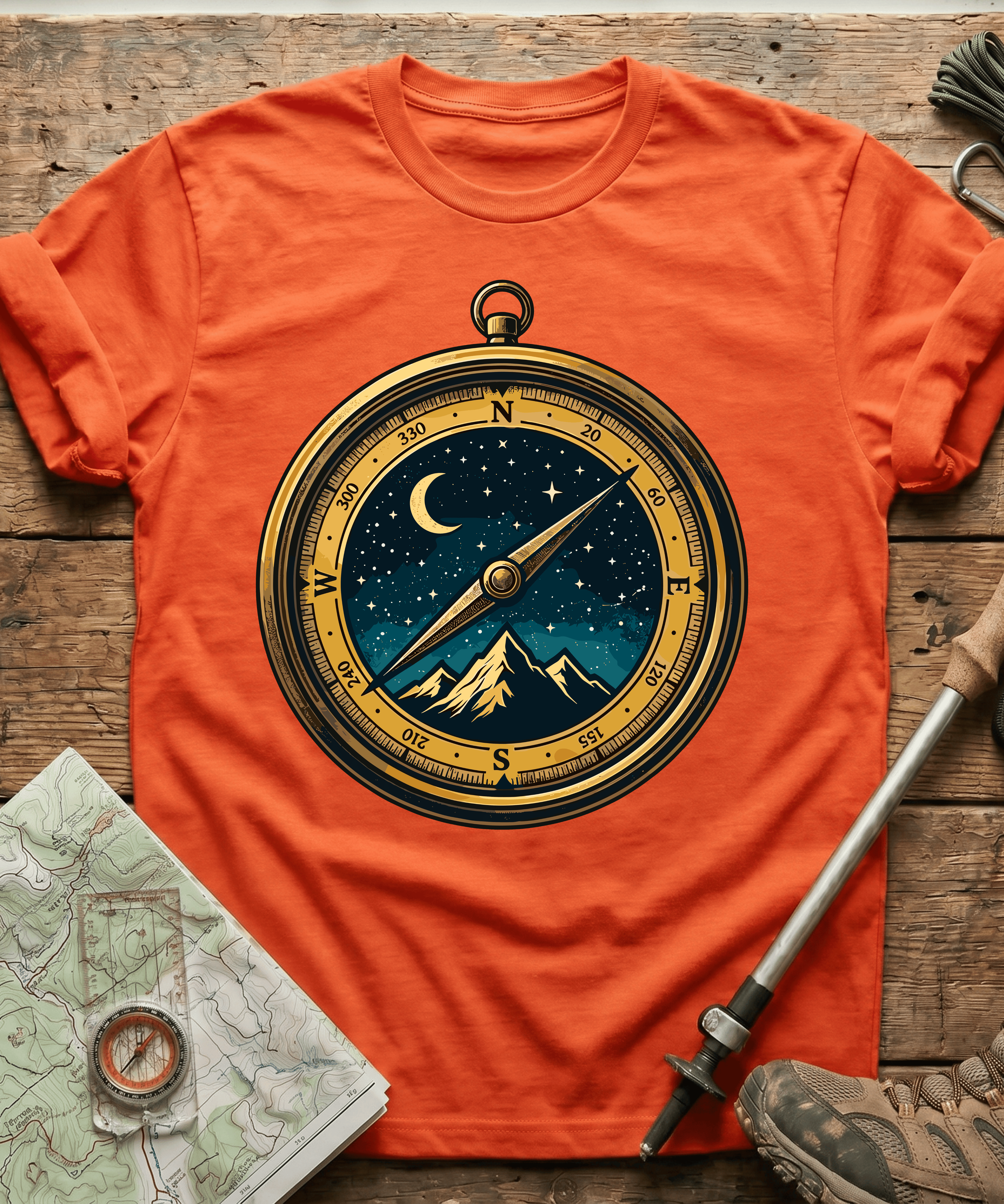 Starry Night Mountain Compass T-Shirt