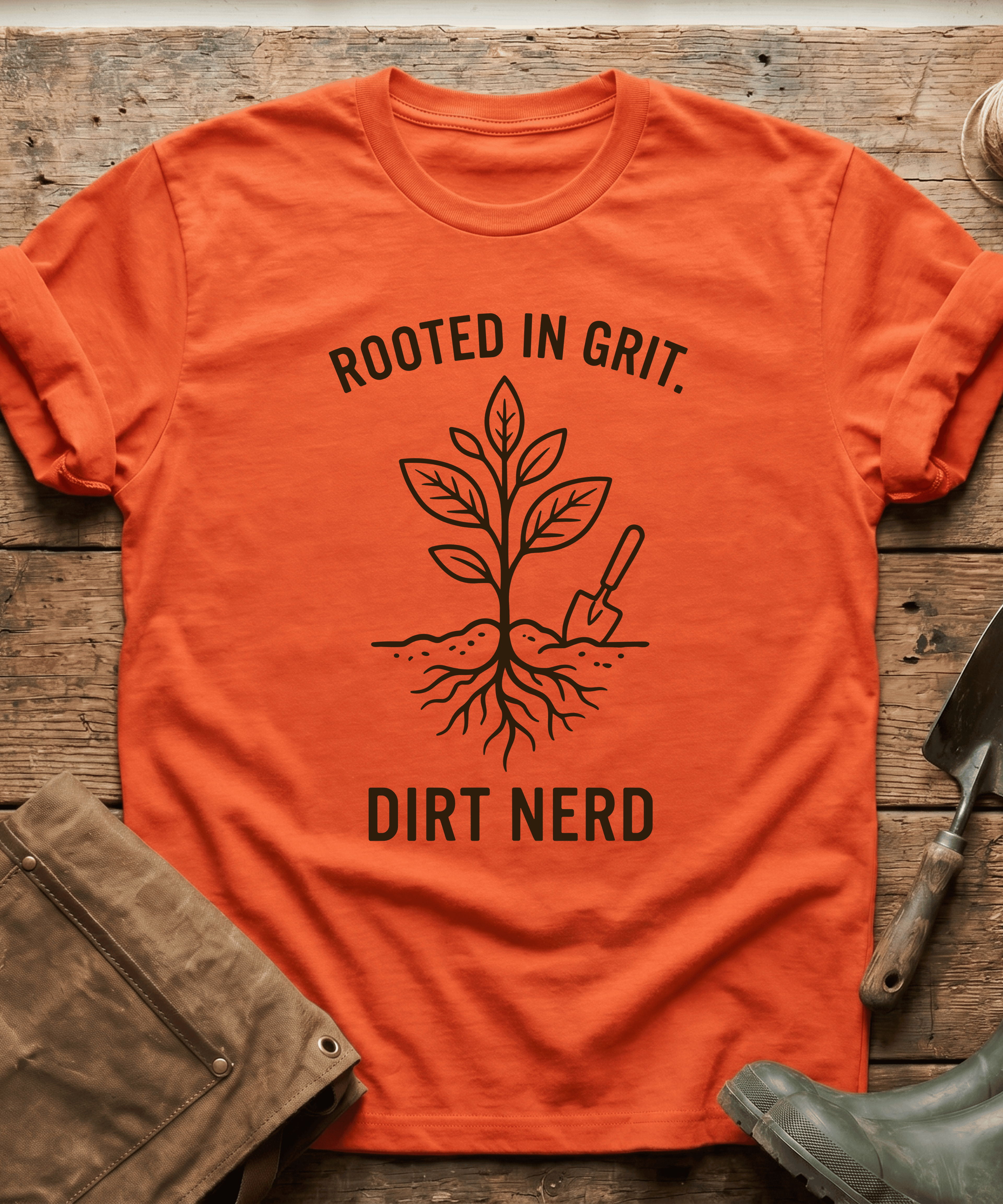 Rooted in Grit Dirt Nerd Gardening T-Shirt