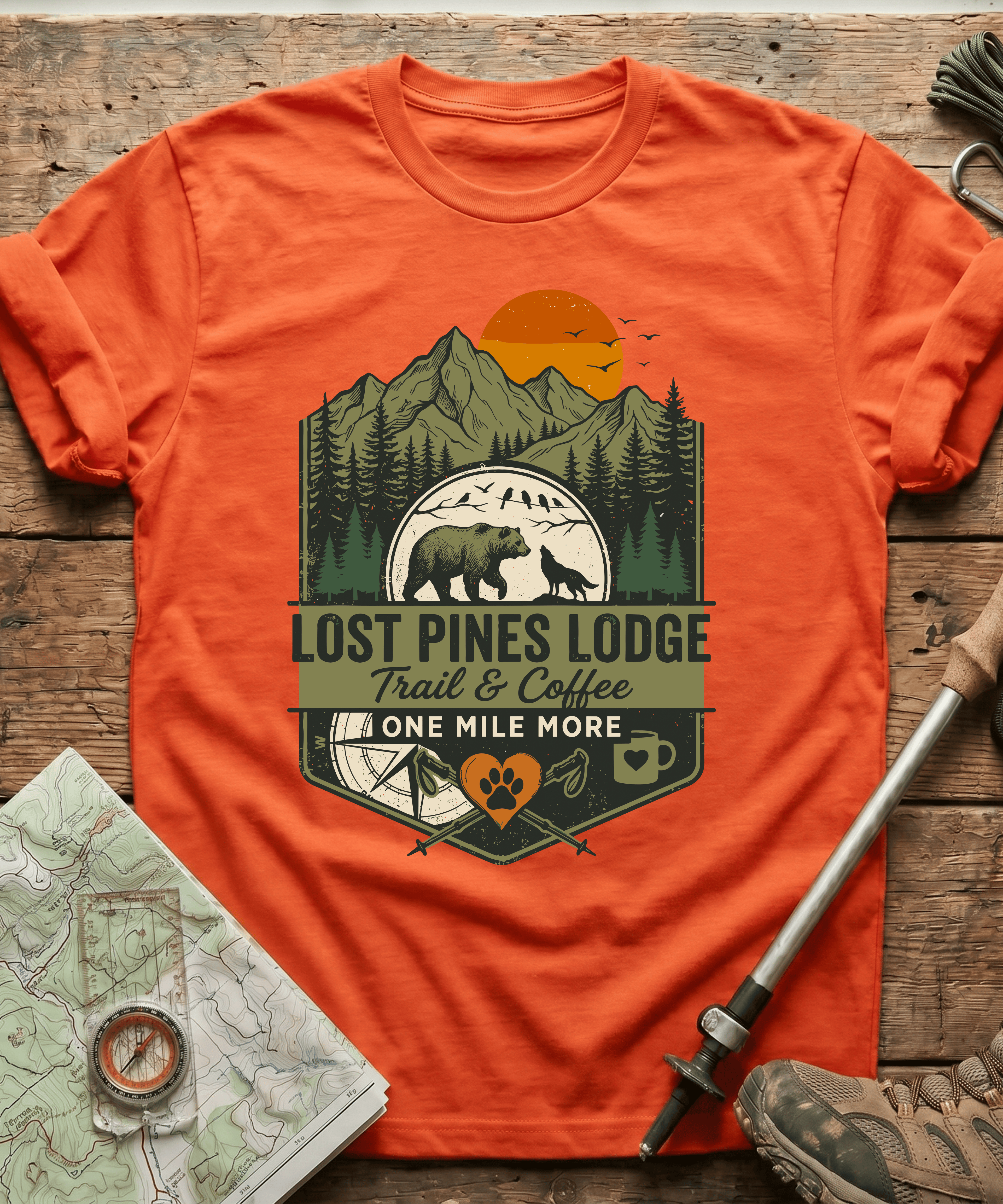 Lost Pines Lodge Trail And Coffee T-shirt