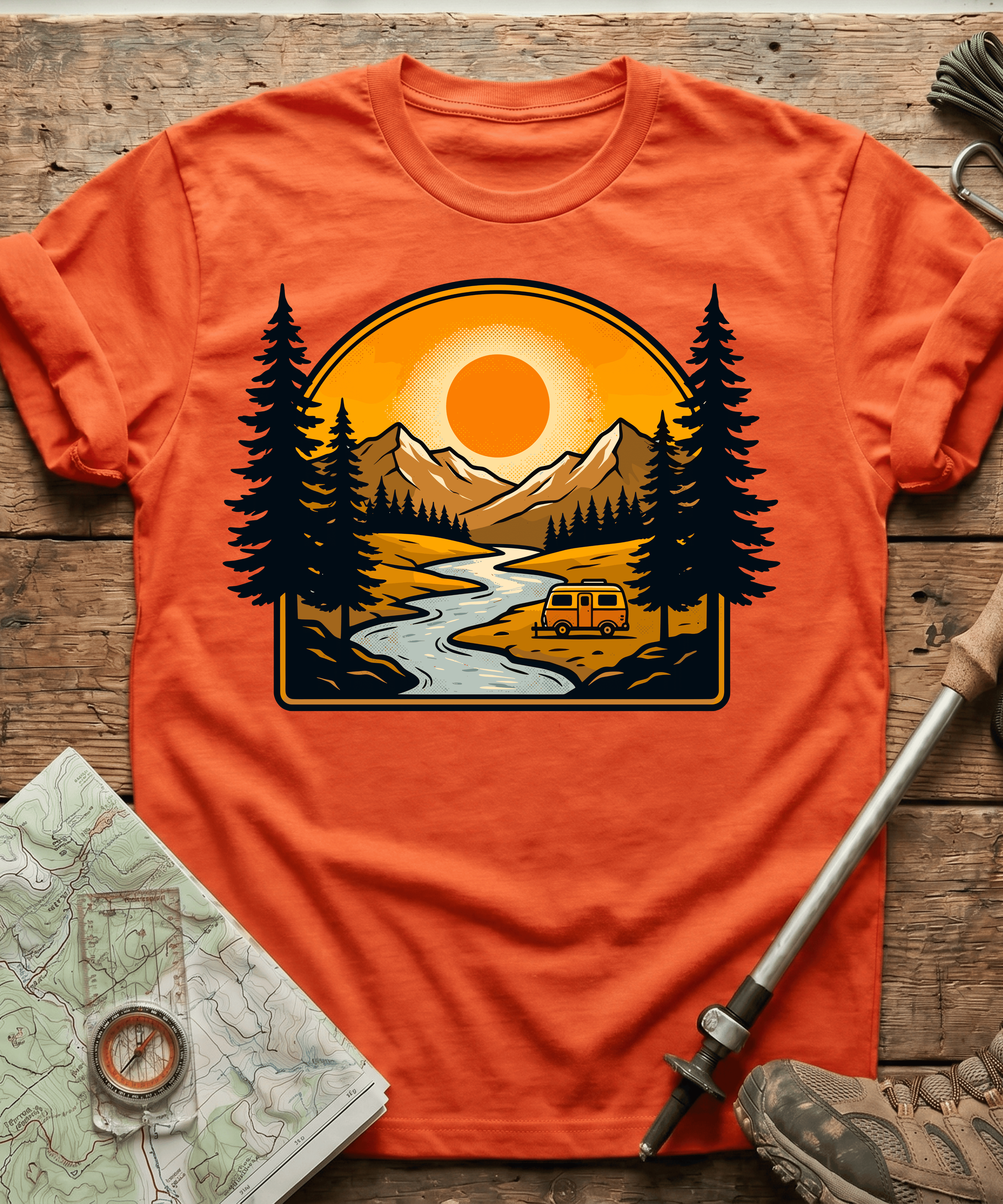 Retro RV Camper Sunset T-Shirt